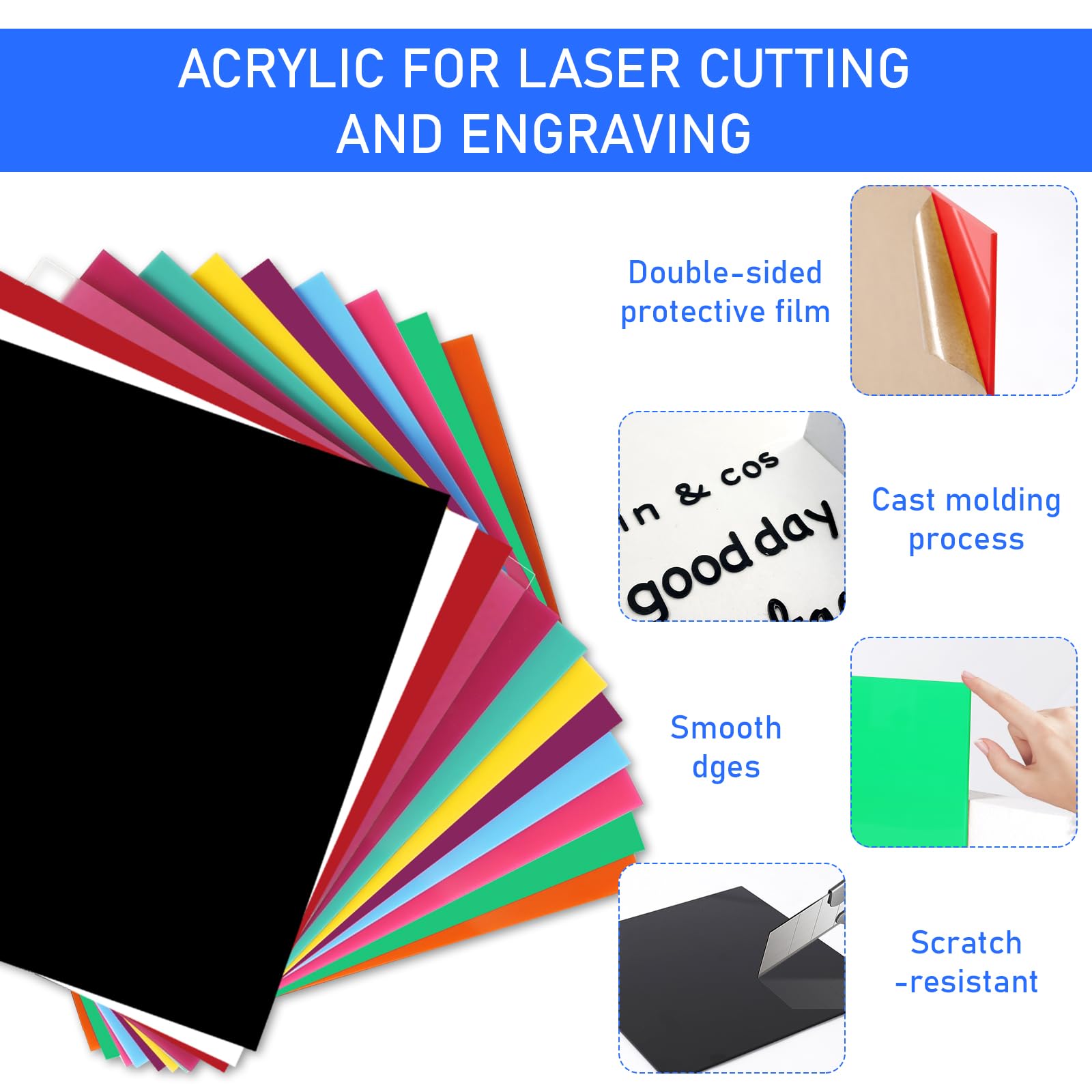 Colored Acrylic Sheets - 12 Vibrant Colors -3