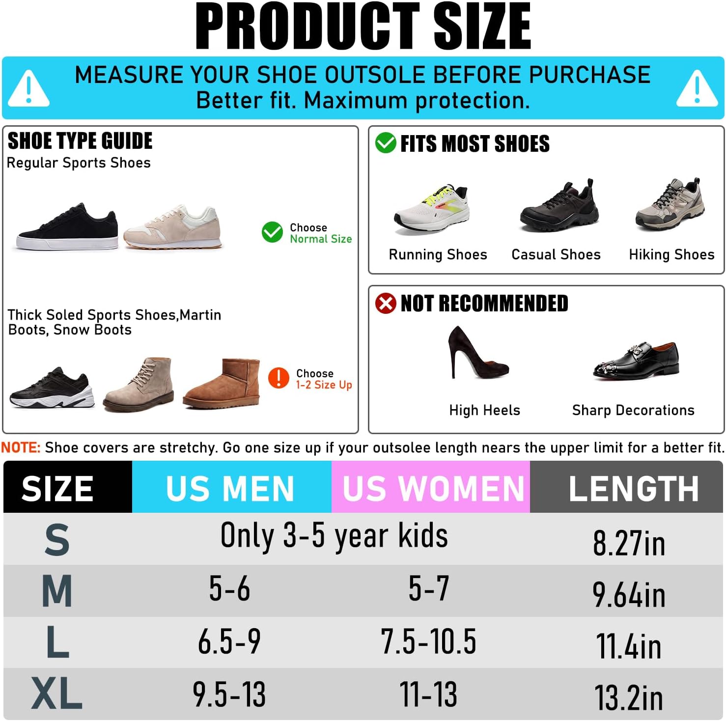 Arrowbash Silicone Waterproof Shoe Covers Reusable Rubber Rain Overshoes with Zipper, Non Slip Galoshes Shoe Protectors for Men Women Washable Protection(Black,XL (women 11-13, Men 9.5-13))