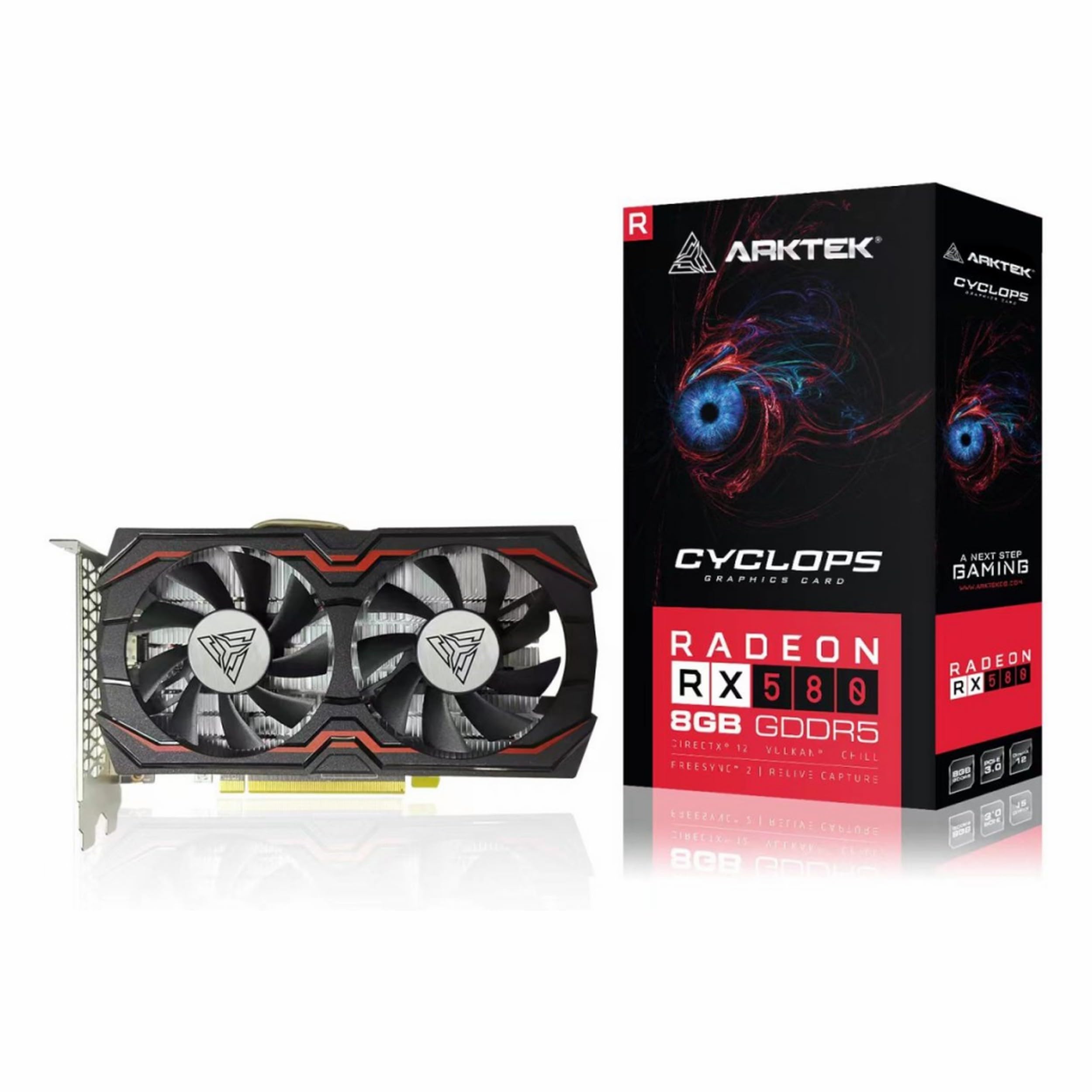Arktek Graphics Card AMD Radeon RX580, 8GB GDDR5 256-Bit, HDMI/DVI