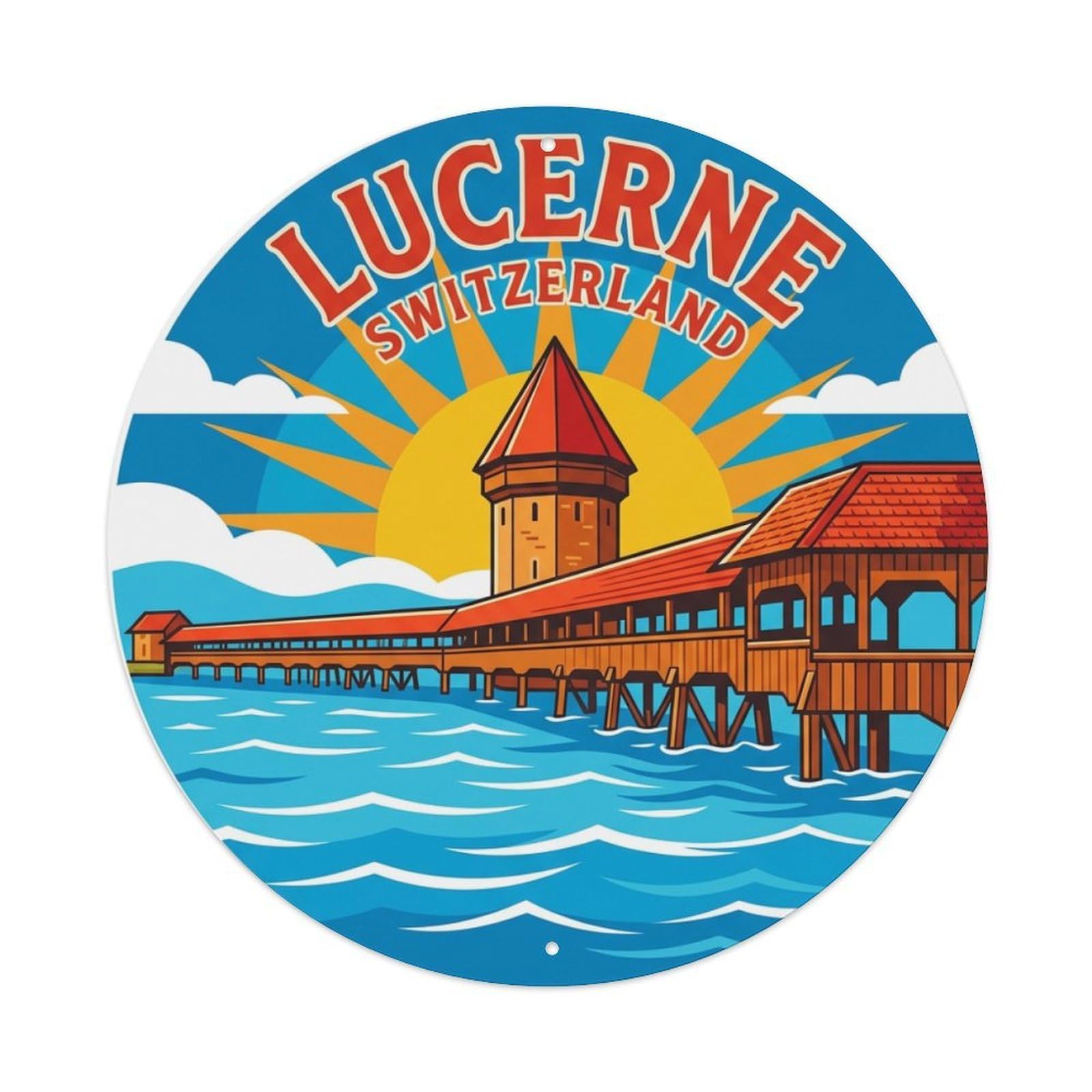 Galvaxio Style Switzerland Vintage Travel Lucerne Metal Tin Sign
