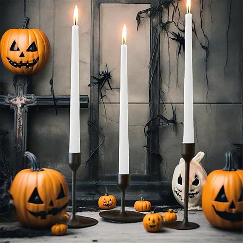 Miniatura 9 de Velas cónicas de Halloween con palitos de vela blanca - Gedengni velas de fantasma de 10 pulgadas de largo, velas cónicas nevadas, velas altas de la