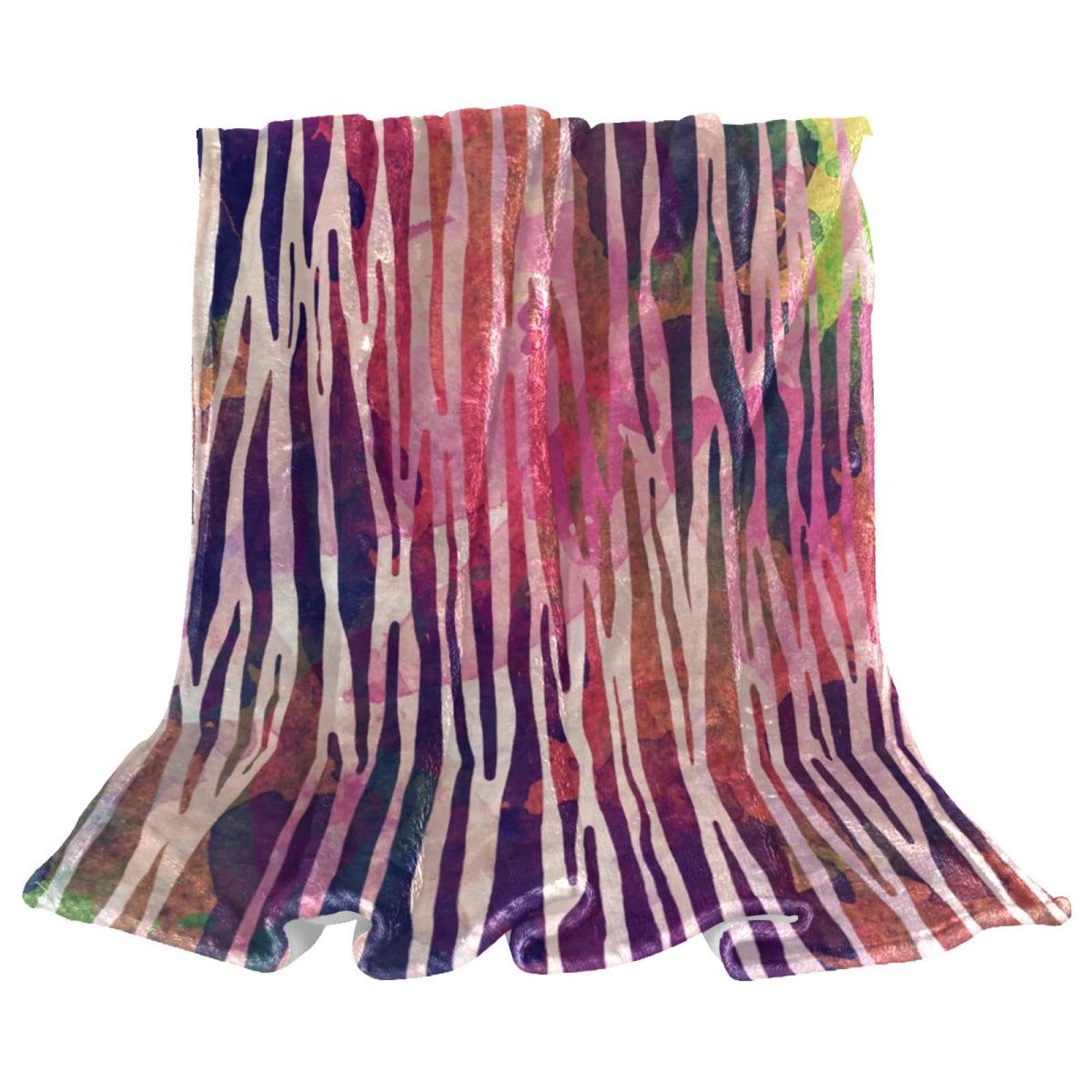 Couverture polaire rayure de couleur 150x130 cm pour lit et canapé