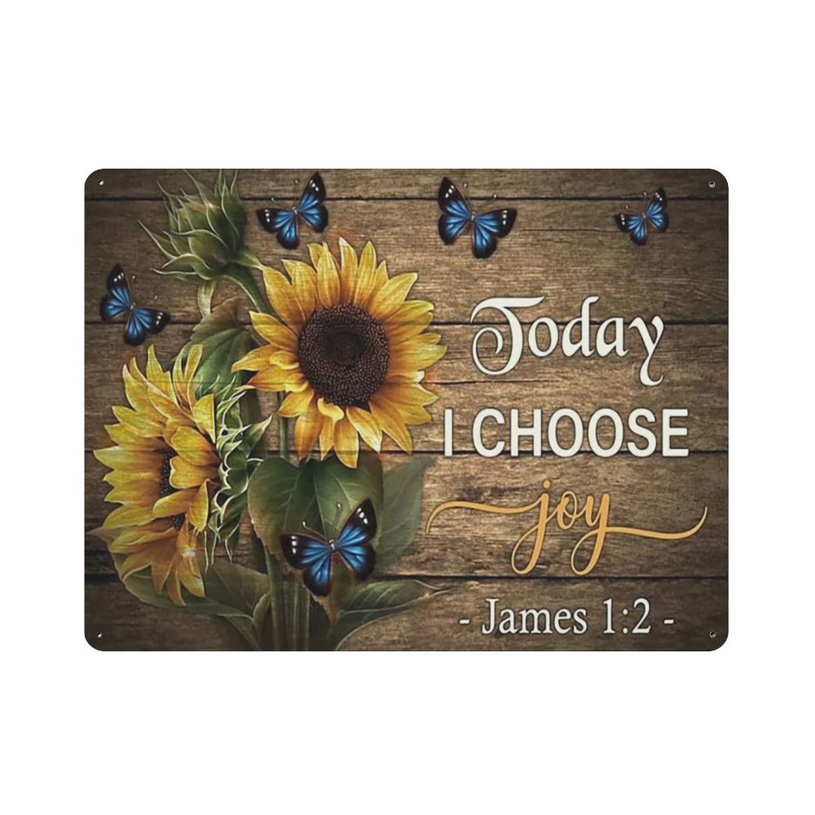 AOOEDM Sunflower And Butterfly Today I Choose Joy Vintage Metal Tin Sign for Home Coffee Shop Office Wall Art Metal Poster Garage Decor Man Cave Sign Inspirational Quote Wall Decor