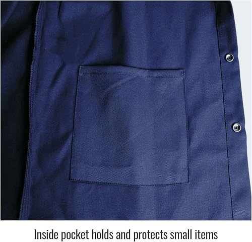 Miniatura 4 de Black Stallion FN9-30C 30 pulgadas 9 oz. Chaqueta de soldadura (resistente al fuego) de algodón, azul marino