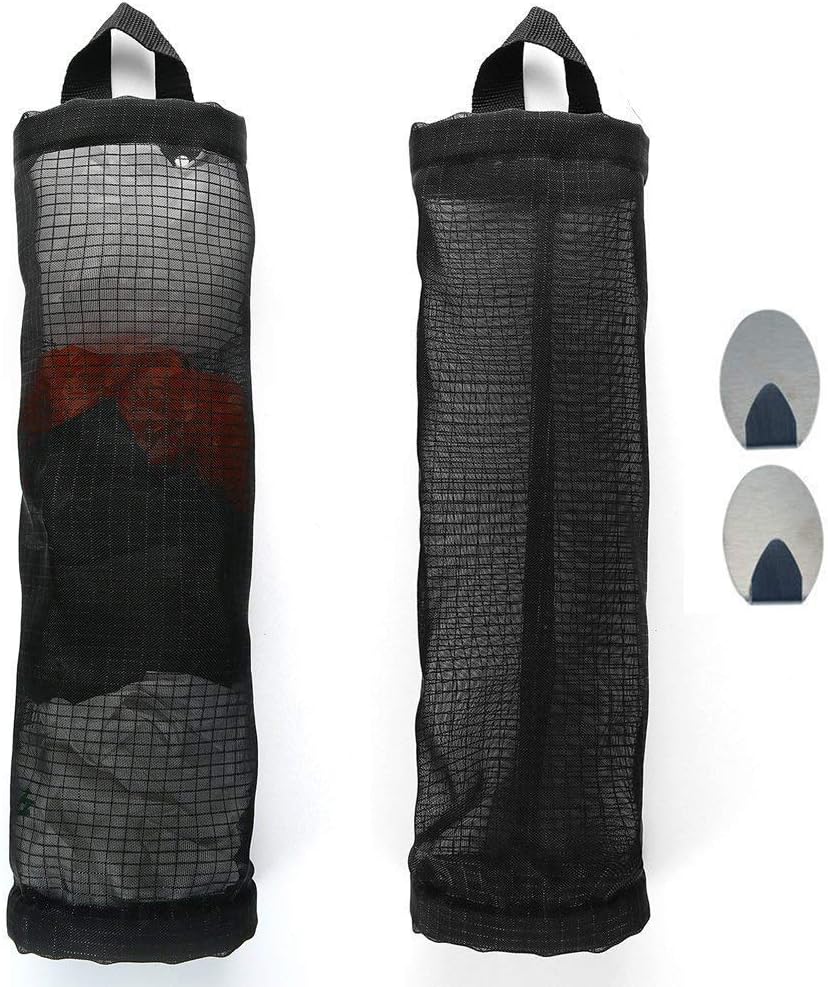 (2Pcs) Mesh Garbage Bag Plastic Bag Holder Dispensers And Dispenser Hanging Folding Mesh Garbage Bag Organizer Trash Bags Holder Recycling Containers Plastic Waste Bag Storage for Kitchen …