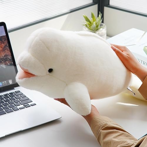 Miniatura 4 de Beluga - Peluche de ballena, animales de peluche de ballena, animales marinos y grandes, color blanco (19.7 pulgadas)