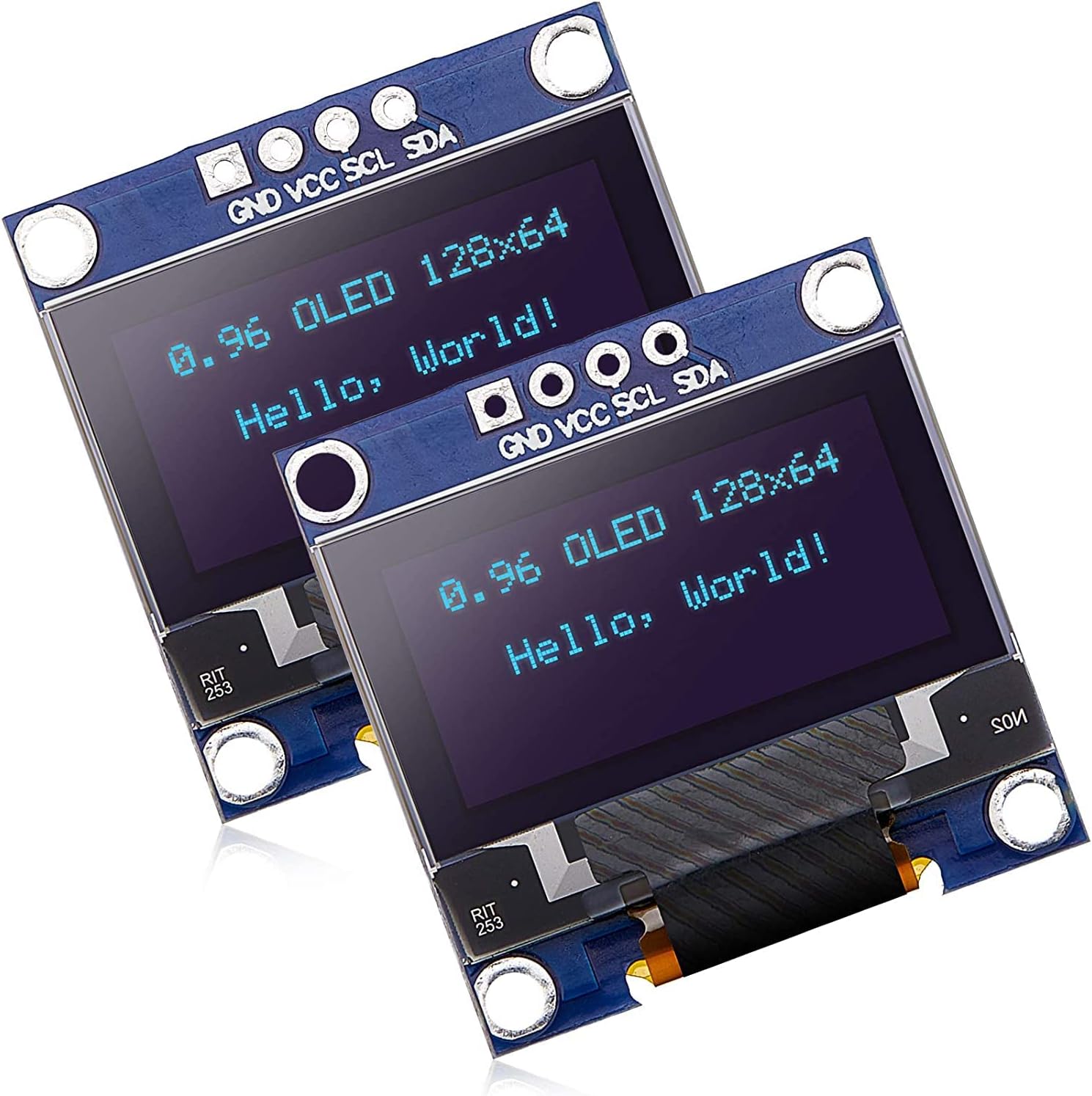 RedTagCanada 2PCS 0.96 inch IIC Serial OLED Display Module 128X64 I2C SSD1306 12864 LCD Screen Board GND VCC SCL SDA for Arduino for Raspberry Pi and 51 Series (Blue)