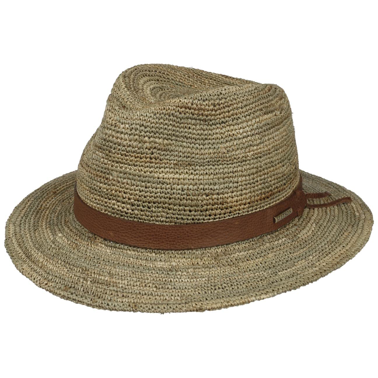 Stetson Sombrero de Zostera Crochet Traveller Mujer/Hombre - Playa Verano Paja con Banda Piel Primavera/Verano
