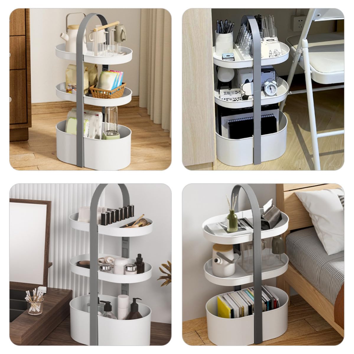 Ciieeo Scaffale Ripostiglio Portatile a Tre Livelli in ABS Bianco