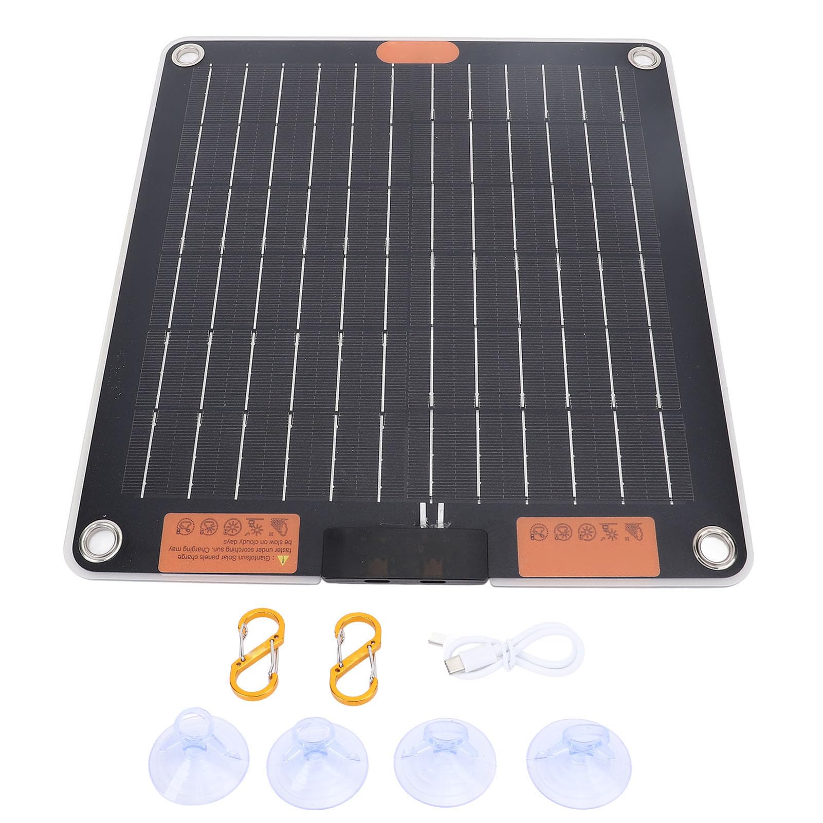 Rengue Caricabatterie Solare Portatile a Pannello Solare Bifacciale con Doppio Tipo C e Doppia USB 20W in Silicio Monocristallino Design Ultra Sottile per Viaggi, Campeggio, Uso Esterno