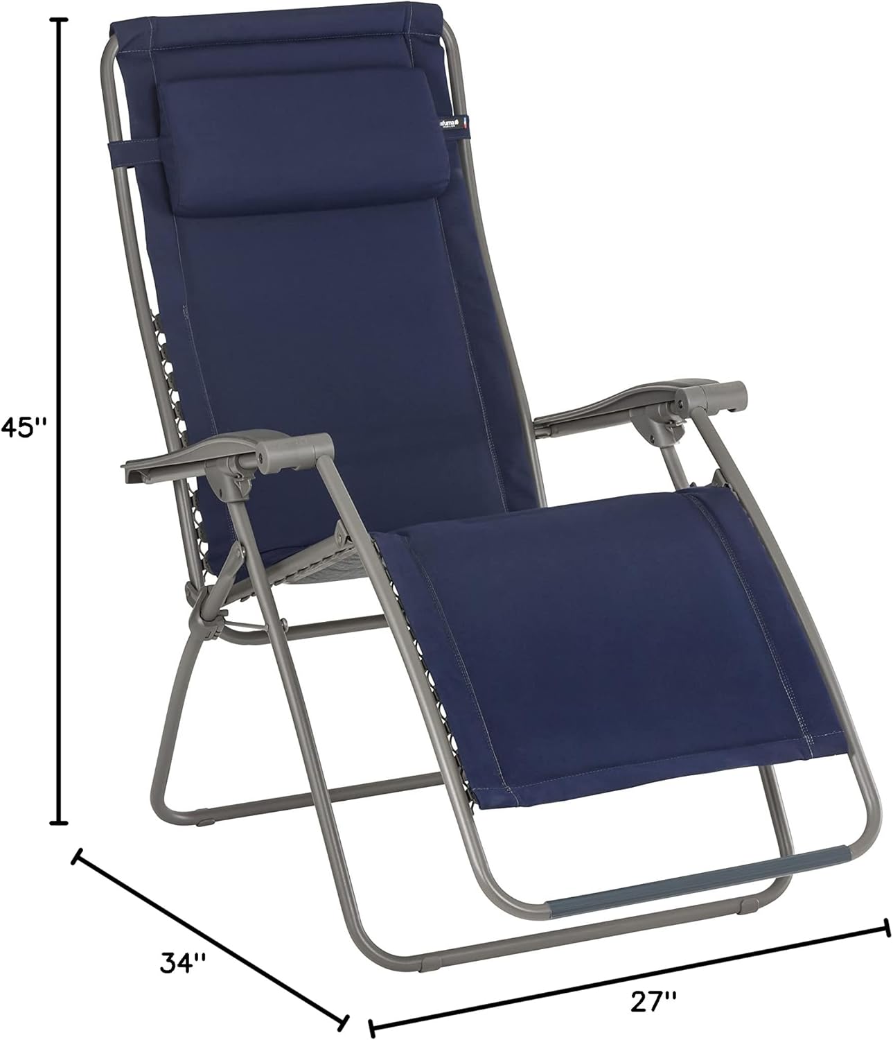 Lafuma R-Clip Batyline Iso Relaxation Patio and Poolside Zero Gravity Outdoor Foldable Lounge Recliner with Removable Canvas, Moss