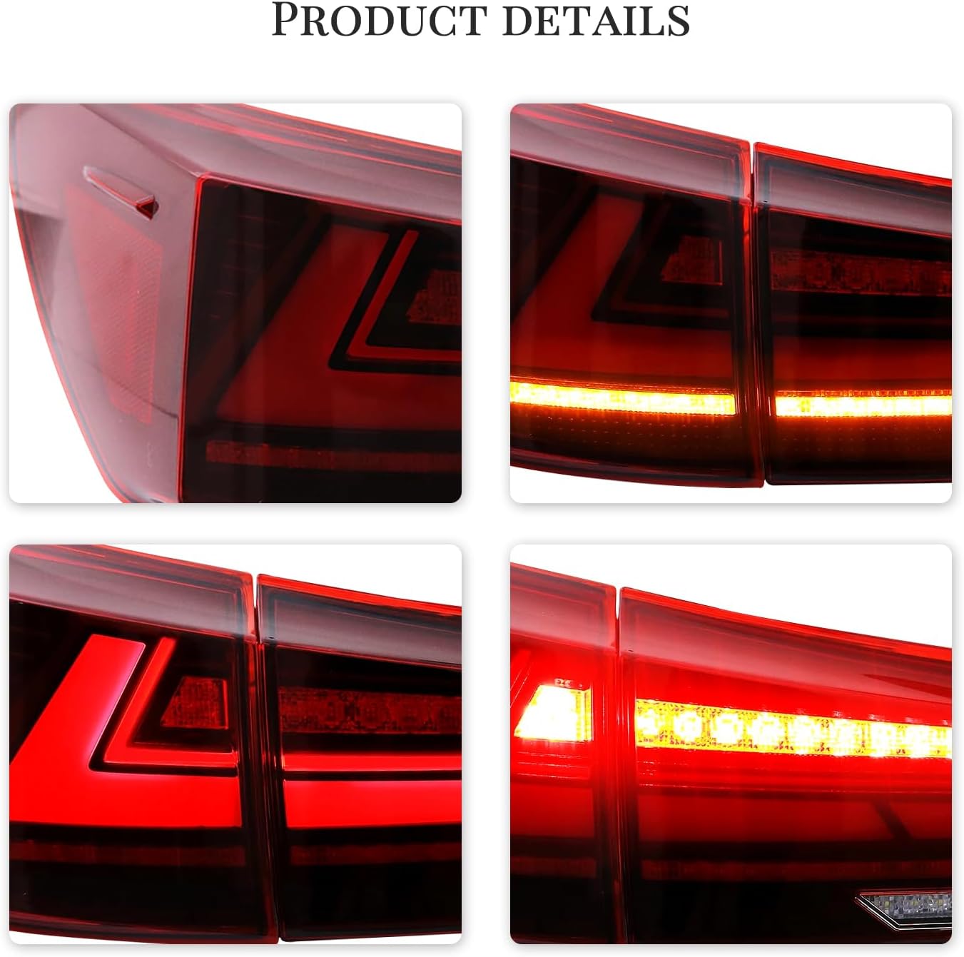 HCmotion Tail lights Assembly for 2006-2013 Lexus Sedan XE20/IS250/IS350/ISF, Tail Lamp With Start UP Animation LED DRL light & Sequential Turn Signal,Plug-and-play, LED Tail Lights Replacement