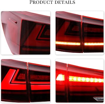 HCmotion Tail lights Assembly for 2006-2013 Lexus Sedan XE20/IS250/IS350/ISF, Tail Lamp With Start UP Animation LED DRL light & Sequential Turn Signal,Plug-and-play, LED Tail Lights Replacement