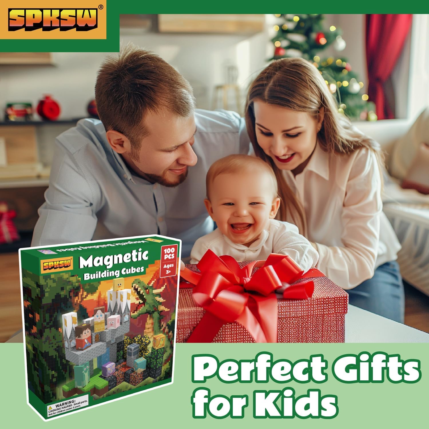 100PCS Magnetic Blocks Building Blocks Magnet Blocks Cubes Educational Construction Set STEM Toys for Boys Girls Age 3-12