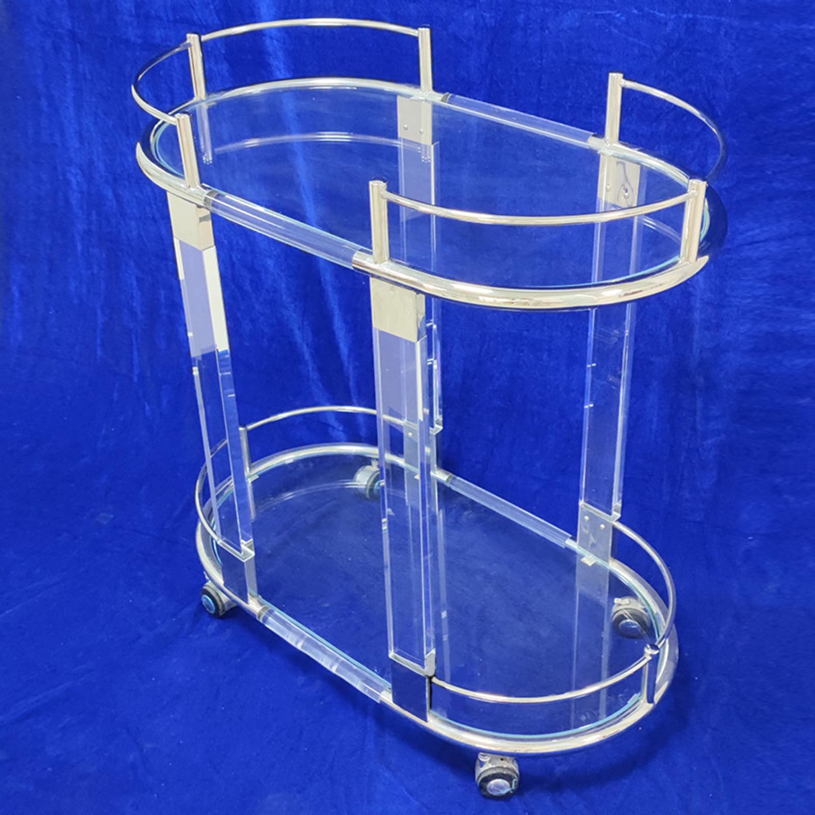Carrello Portaoggetti Carrello Portaoggetti Carrello Portaoggetti per Casa, Carrello Portavivande in Acrilico a 2 Livelli con Ruote, Ripiano Cucina per Soggiorno, Sala da Pranzo, Bagno, 31''