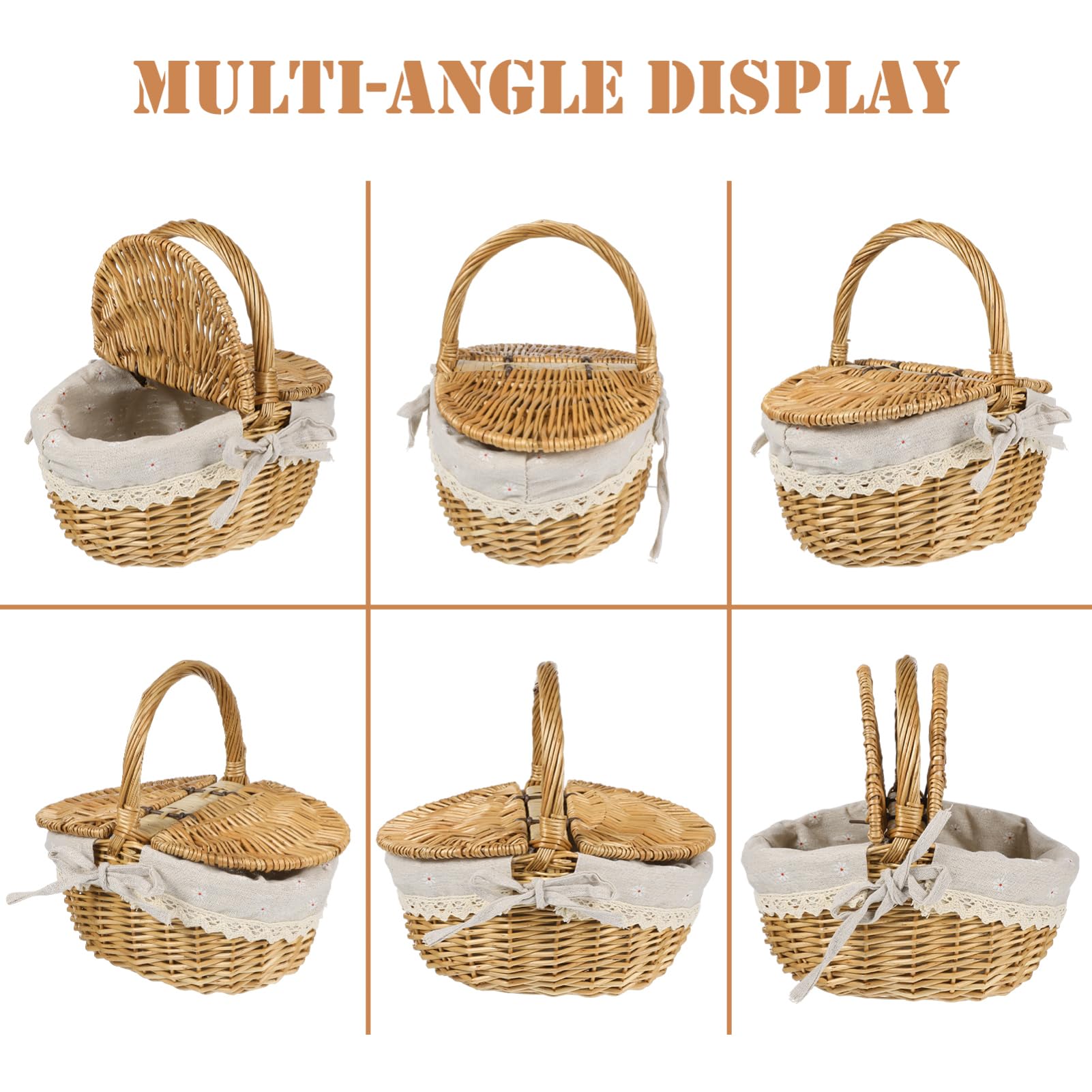 Toddmomy Geflochtener Rattan Picknickkorb Mit Deckel Ovaler Aufbewahrungskorb Für Garten Obst Und Weine Vielseitiger Tragekorb 7X10X6 Zoll