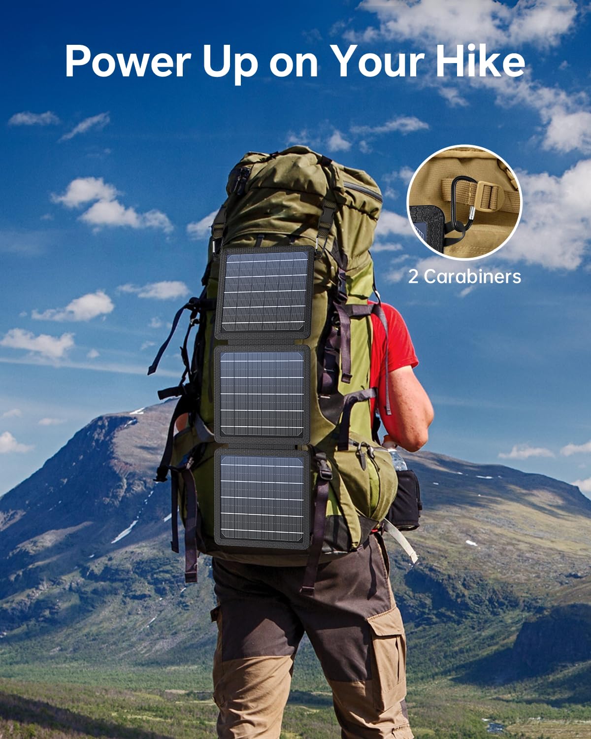 Panneau Solaire, Chargeur Solaire Portable 15W Sorties USB-C/USB Compatible avec Téléphones, Efficacité de Conversion élevée 24%, étanche IPX4 pour le Camping et les Activités Extérieures
