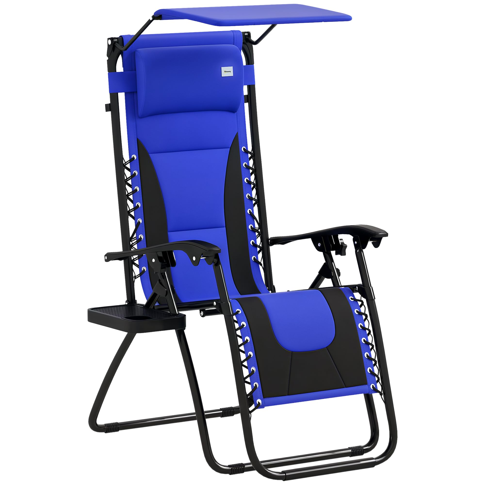 Outsunny Zero Gravity Lounger Chair - Folding Reclining Patio Chair with Shade Cover - Blue