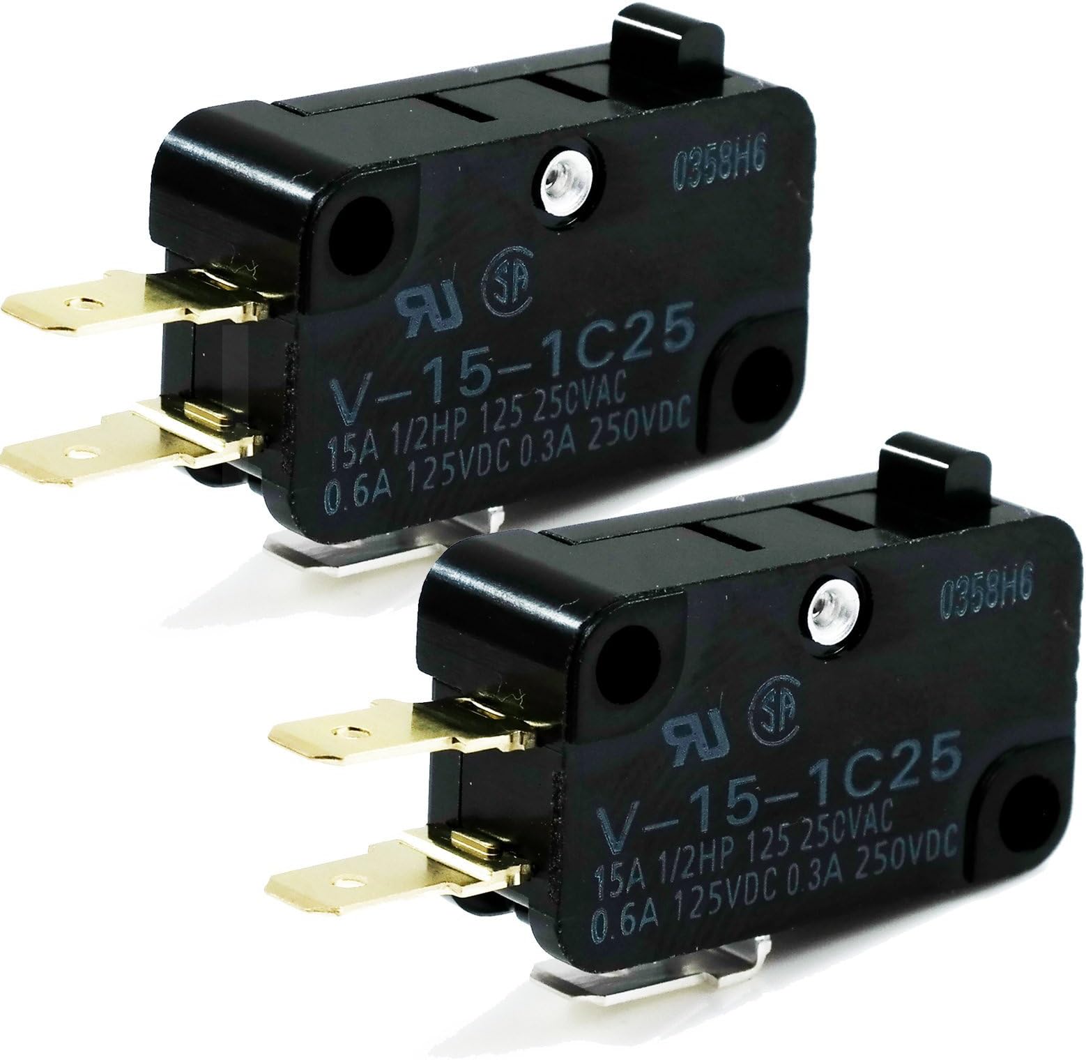 Micro Limit Switch V-15-1C25 15A 125/250VAC #E66D (Pack of 2)