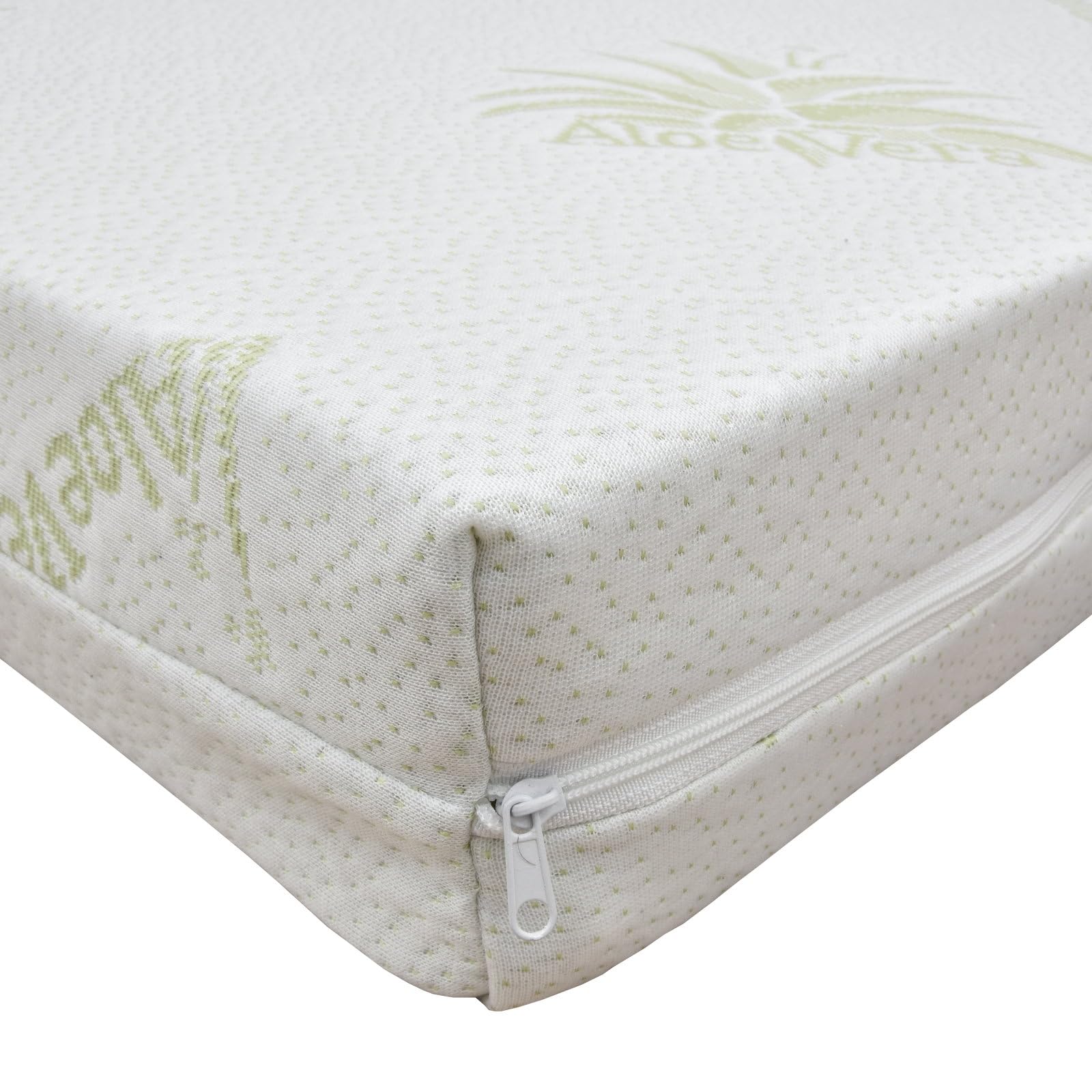 Generisch Baby Delux Babybett 60x120 weiß Kinderbett mit Aloe Vera Matratze höhenverstellbar mit Schlupfsprossen (Mia weiß)