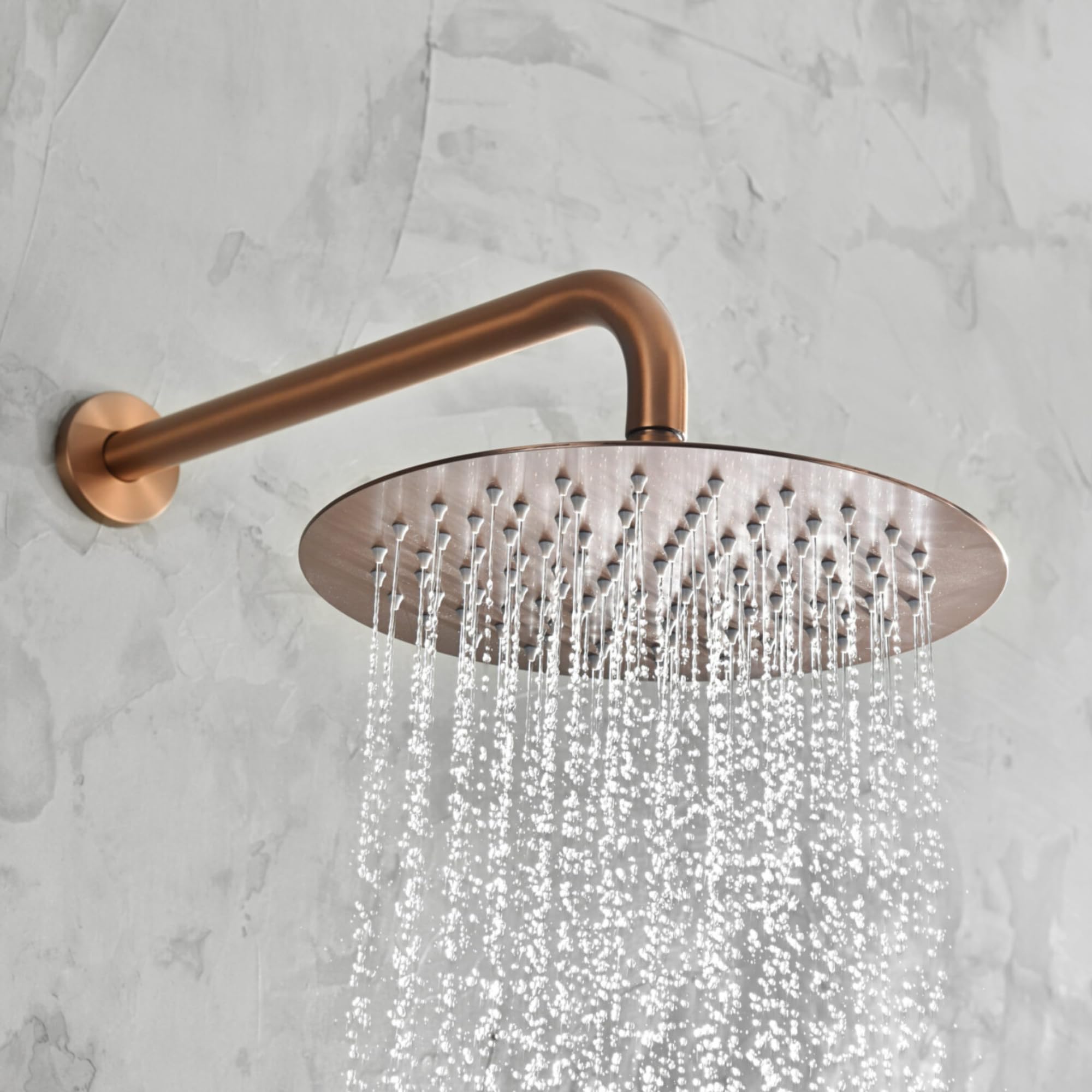 IMEX - Soffione Doccia Effetto Pioggia Ø20cm Oro Rosa Spazzolato | Soffione Rotondo Slim e Anticalcare per Colonna Doccia | Realizzato in Acciaio Inox S.304 | Ricambio Originale IMEX