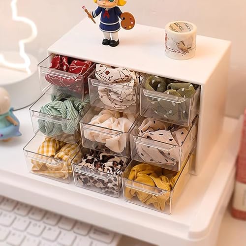 Miniatura 6 de Organizador de cajones de escritorio de 6 piezas con 9 cajones transparentes, mini organizador con cajones para oficina y hogar, organizador de