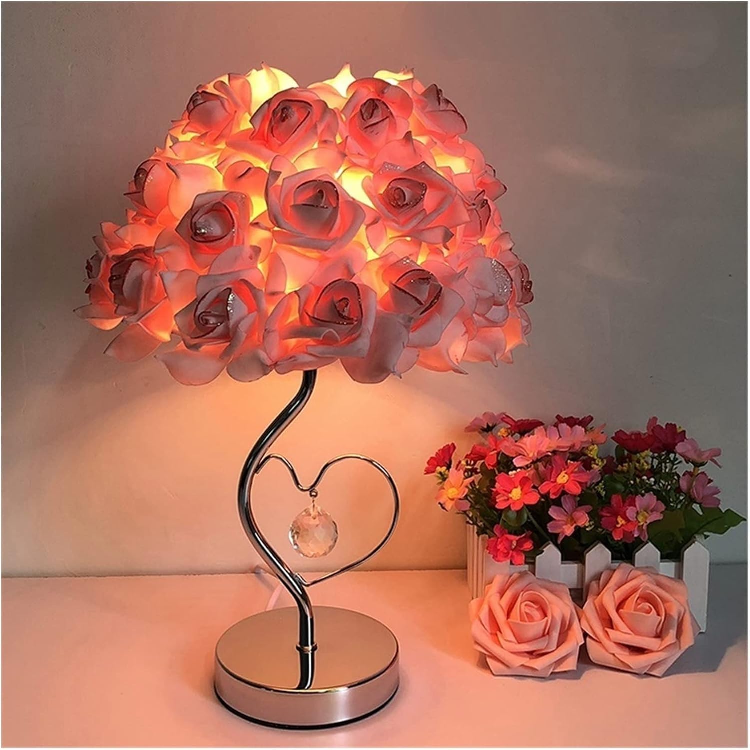 DFAEEKIYO Desk Lamp Rose Bedroom Creative Multicolor Table Lamps Decoration Flower Night Light
