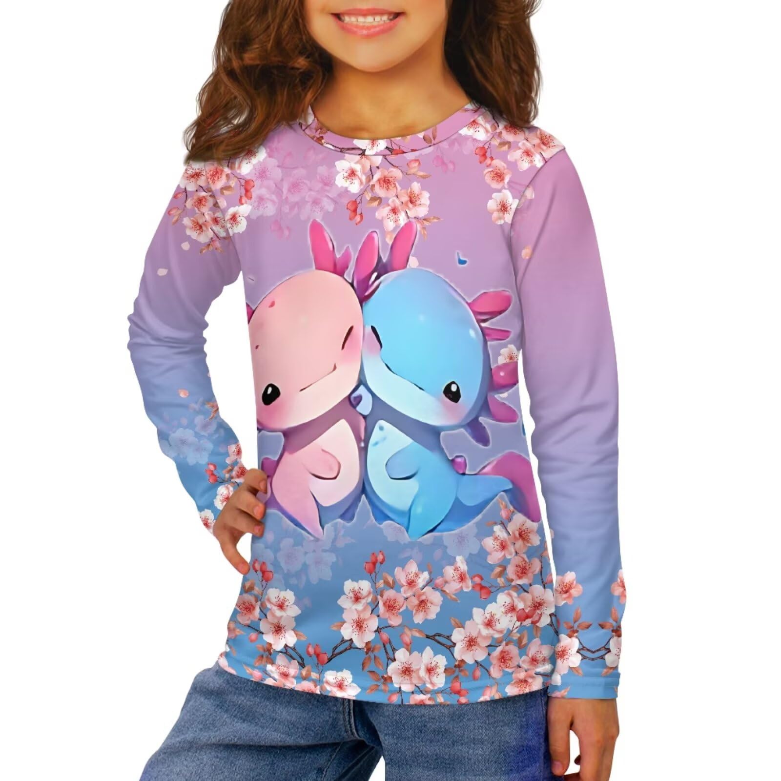 Long Sleeve Shirts for Girls Winter Tops 3-16t Cartoon T Shirts for Fall Clothes