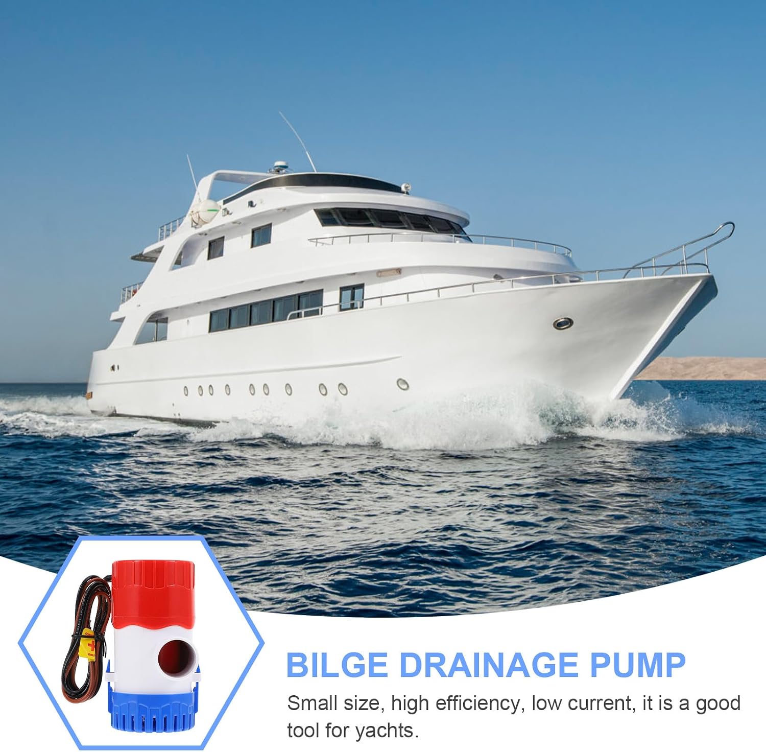 Cabilock Bilge Pump 1100gph 12v Submersible Nautical Powered Boat Water Pump Ship for Yachts and Sailing Equipment
