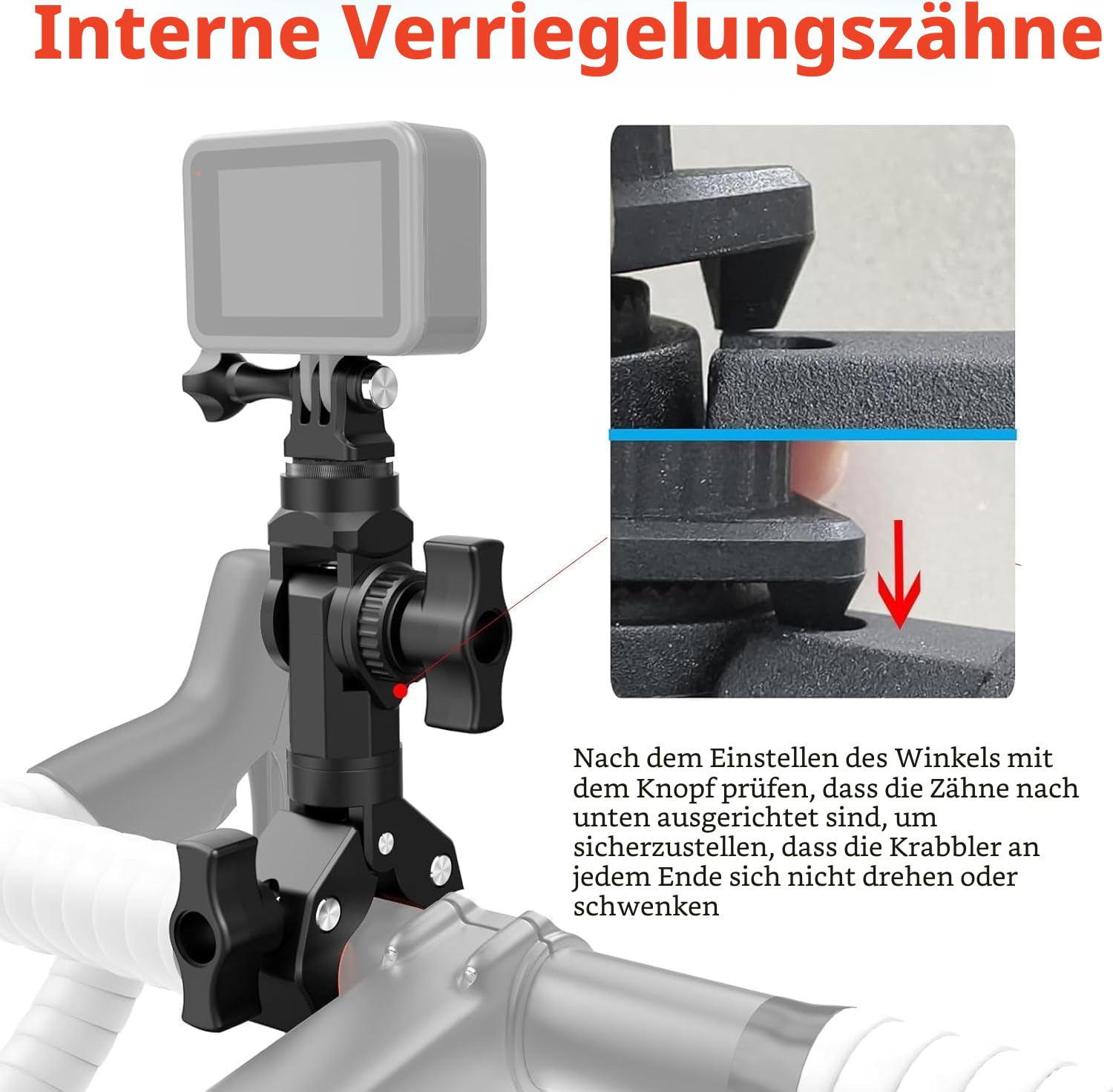 UNSTINCER Fahrrad Motorrad Lenker Kamera Halterung Schwerlast Klemme, Super Clamp mit 1/4 Gewinde und Action Cam Adapter, Selfie Stick Mount für Gopro Insta360 X5 DJI Akaso DSLR Monitor Stativ
