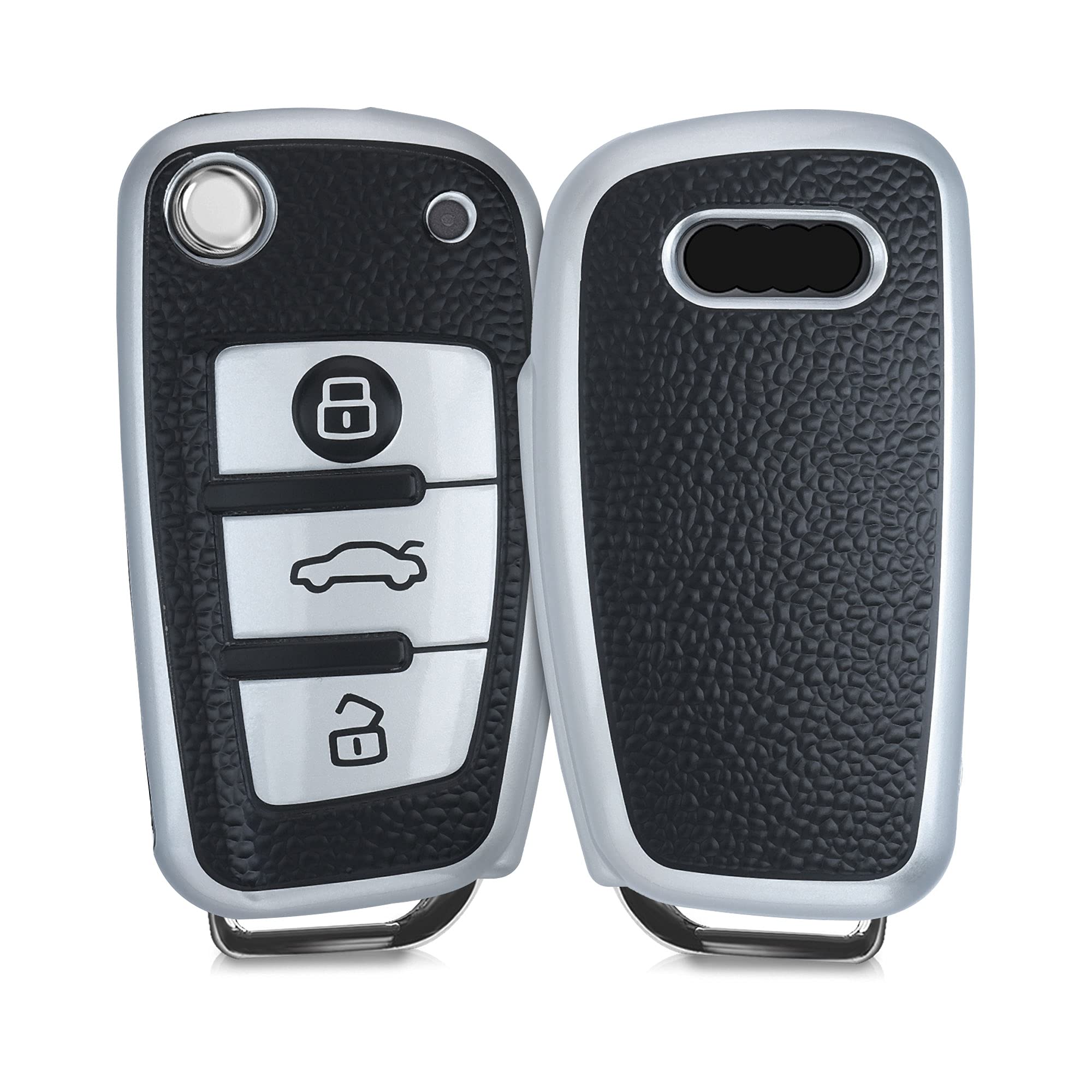 kwmobile Key Cover Compatible with Audi - Silver/Black