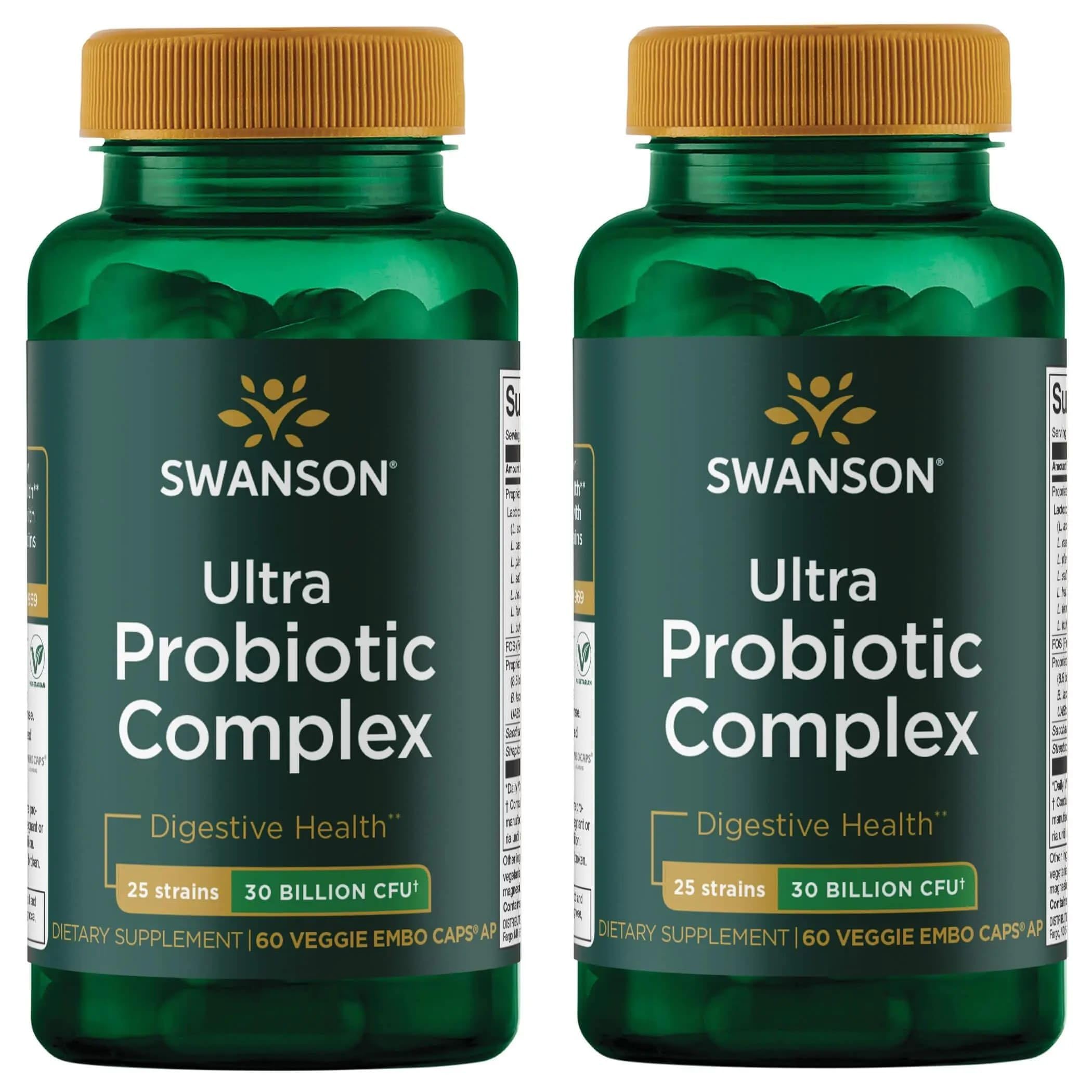 Swanson Ultra Probiotic Complex 30 Billion CFU, 60 Veg Capsules, 2 Pack 60 Count (Pack of 2)