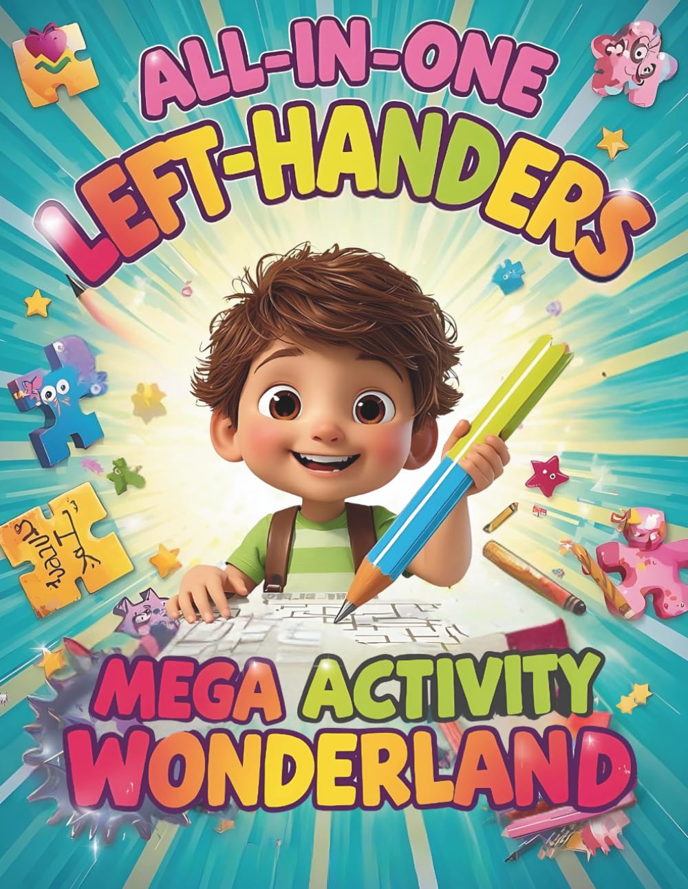 All-in-One Left-Handers Mega Activity Wonderland!: The Ultimate Left-Handed Activity Book: 200+ Fun Pages of Tracing, Cursive, Math, Mazes,Riddles,Coloring & More...