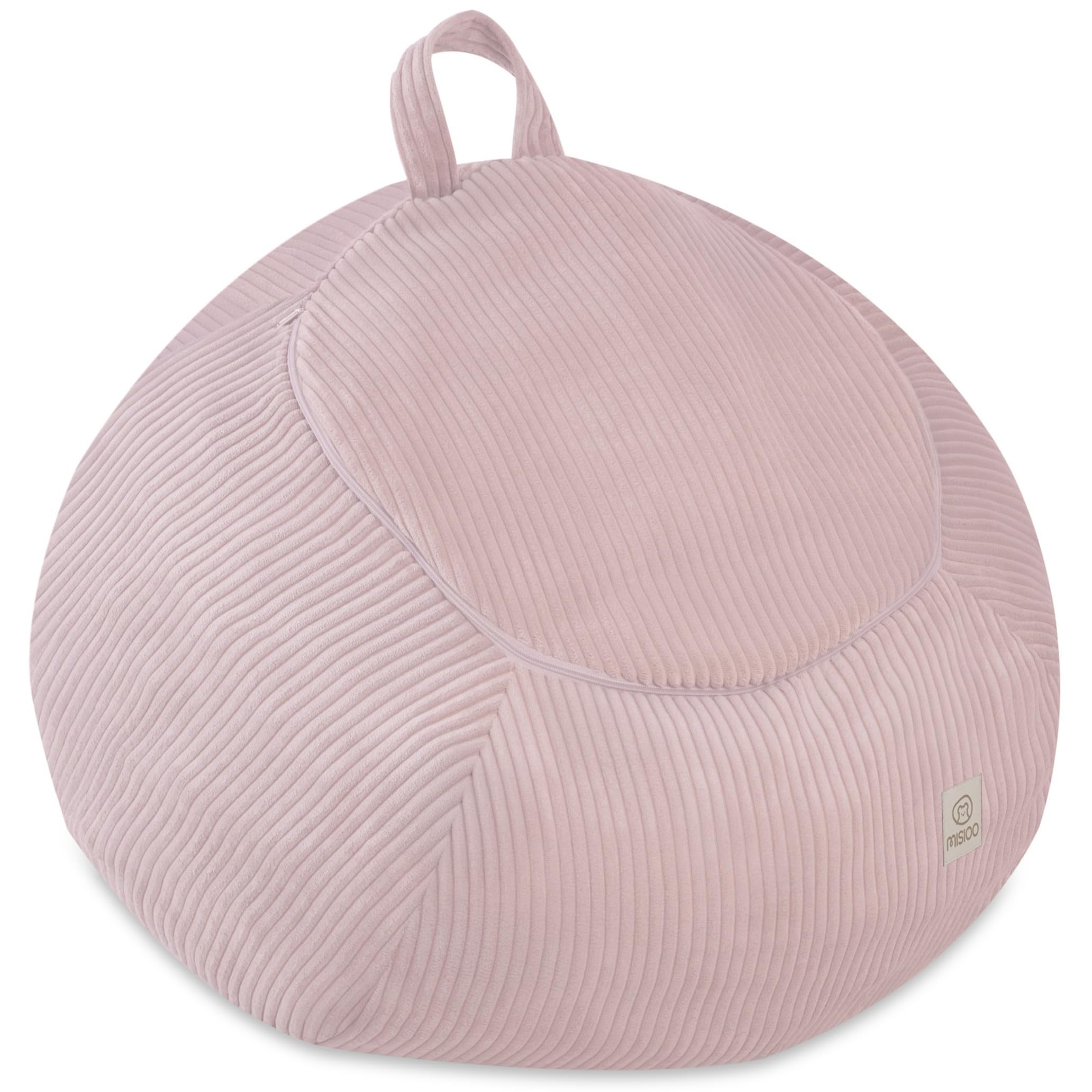 MISIOO Fodera per pouf per bambini per animali di peluche – Contenitore per giocattoli & Bean Bag in un unico – Tessuto a corda, lavabile, con chiusura lampo – Organizzatore per la cameretta dei