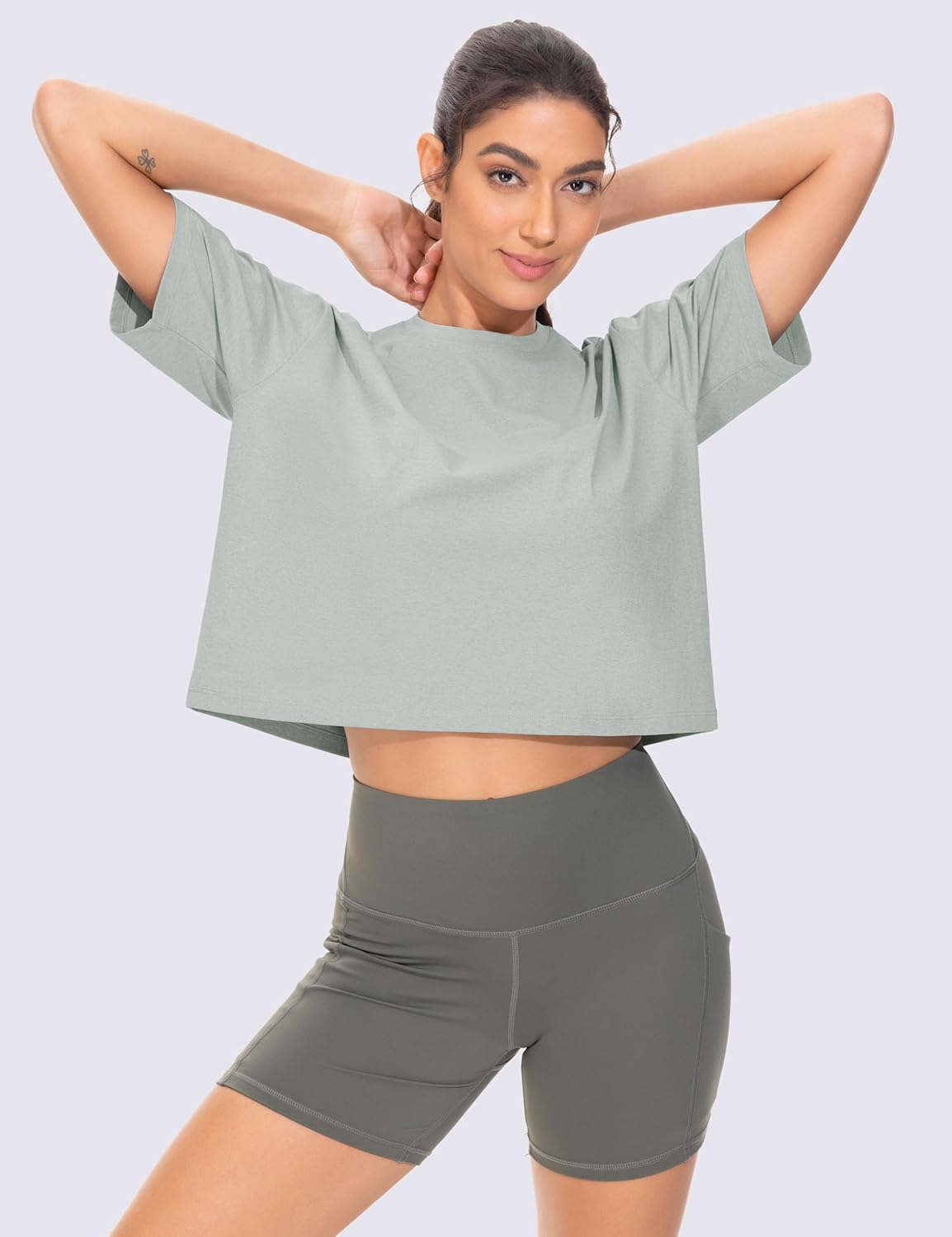 THE GYM PEOPLE Workout Crop Tops for Women Short Sleeve Shirts Loose Fit Yoga Athletic Basic Cropped T-Shirts - Image 5