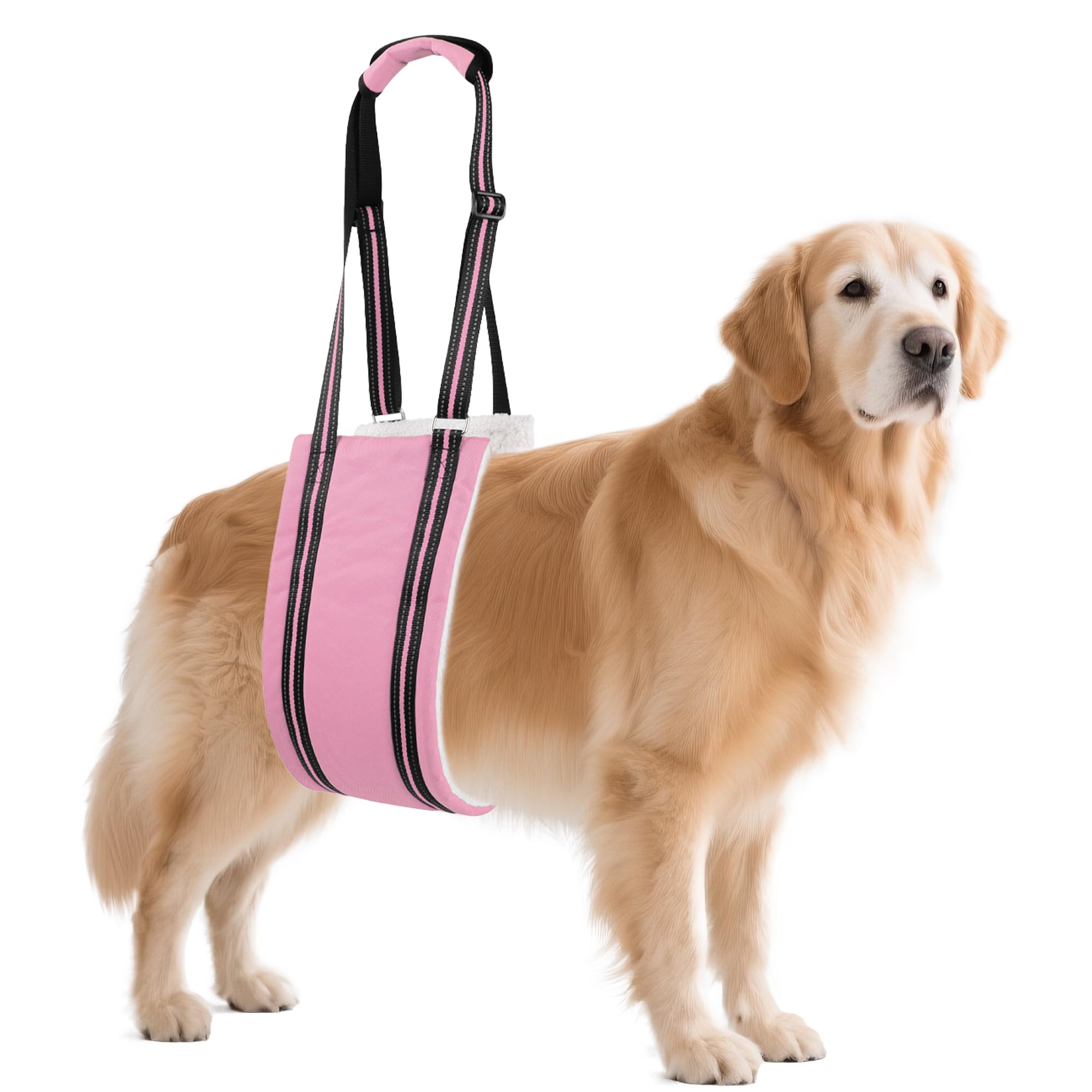 AIITLE Dog Sling Carrier for Hind Leg Support - Adjustable Reflective Design with Plush Padding, Ideal for Senior/Arthritic Dogs & Post-Surgery Recovery (Pink, L) — image 1