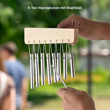 Meditation Glockenspiel Hand Chimes 8 Tone Chime with Knock Stick Sound Healing Instruments Music Decor Hand Percussion Instruments for Classroom Decoration