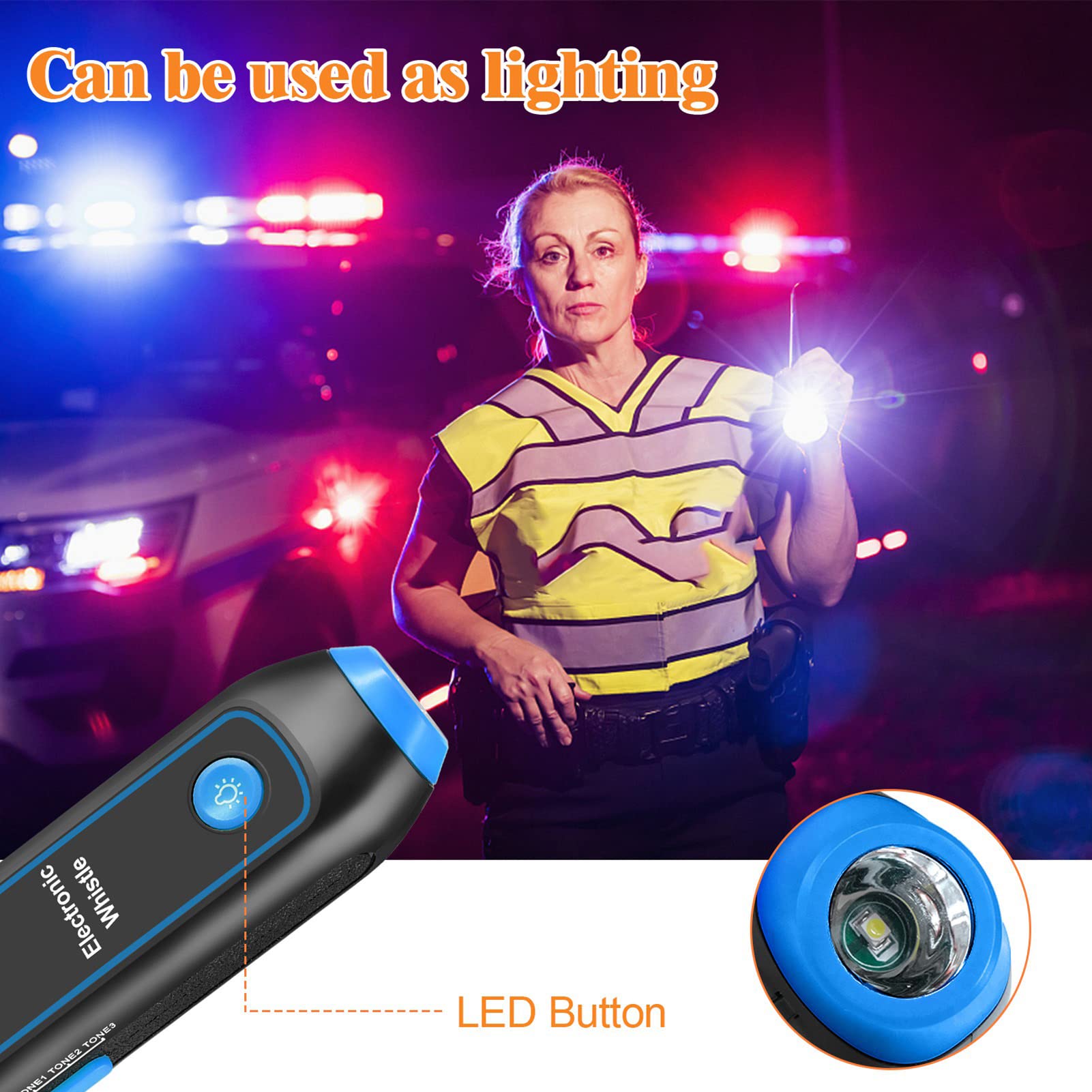 Electronic Whistle, with LED Lights, Adjustable 3 and 3 Volume, for Training Sporting Events Pet Training, Outdoor Camping Hikes (Blue) - Image 4
