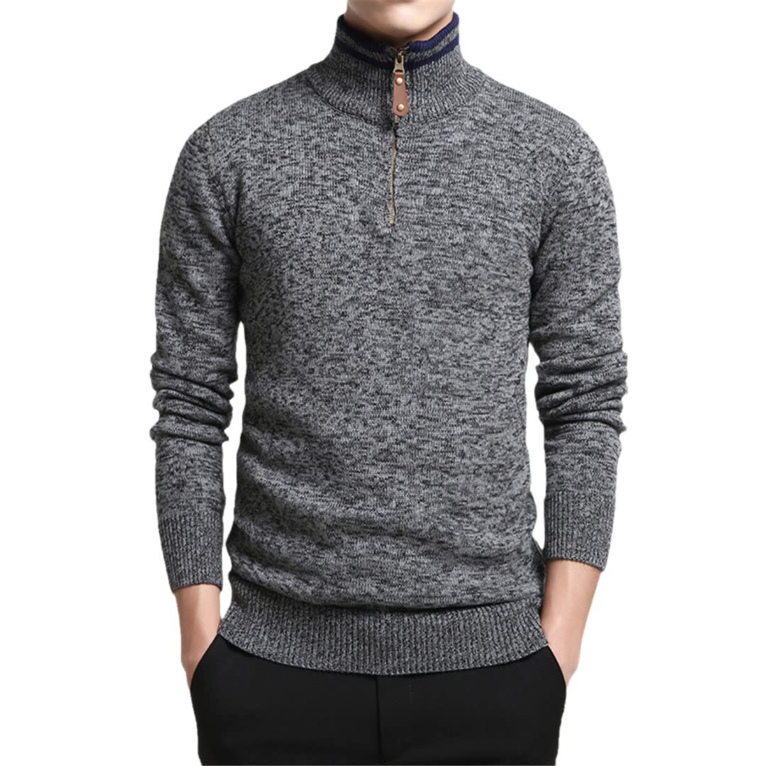 Vogrtcc Maglione caldo maglione lavorato a maglia maglione maglione a collo alto maglione, Dark Gray, L