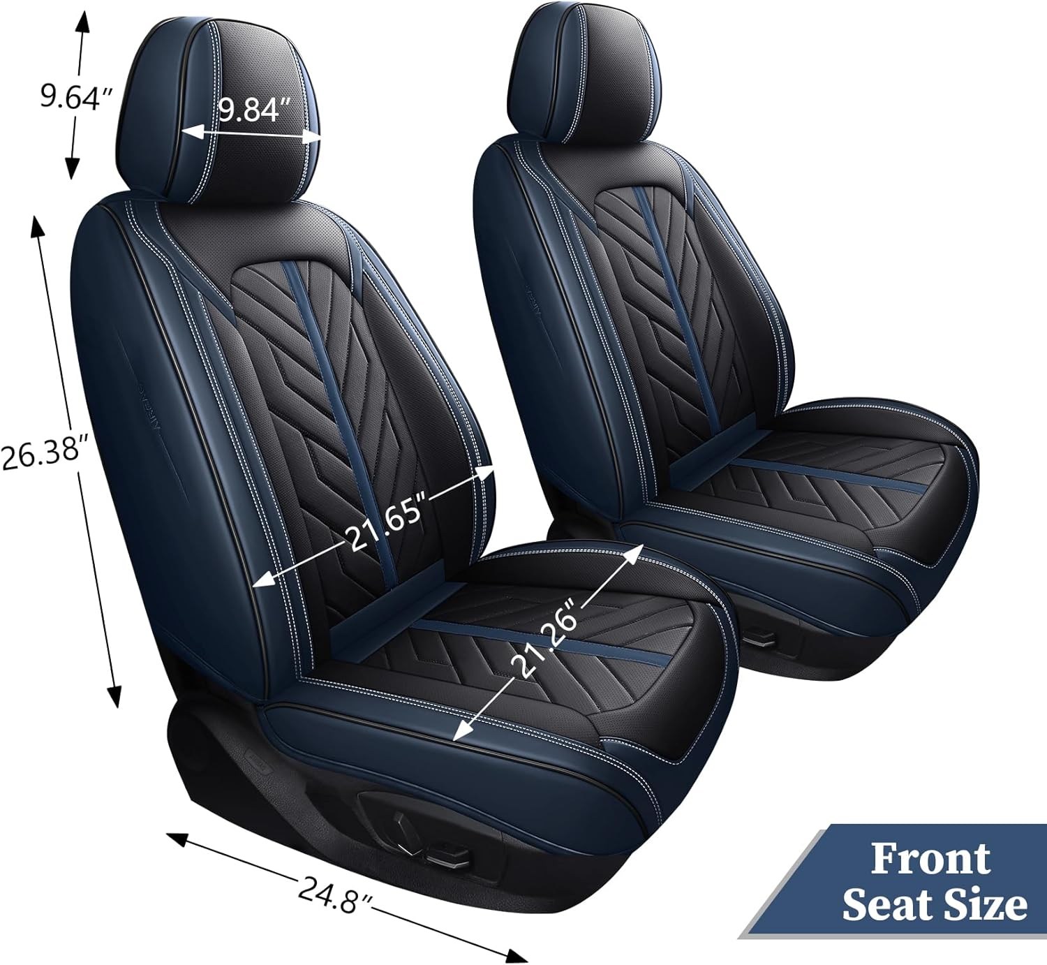 Tomatoman Front Seat Covers,Universal Waterproof Leather Car Seat Full Coverage Protectors Automotive Vehicle Cushion Fit for Most Sedans SUV Pick-up Truck(2PCS Front/Black-Blue)