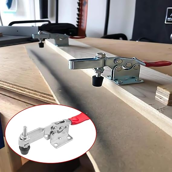 4 Pack Toggle Clamp, 198lbs Hold Down Clamps for Woodwork, GH-201-B Antislip Horizontal Clamp Quick Release Tool Heavy Duty Hand Toggle Clamps for Woodworking, Welding, Jointer Jig