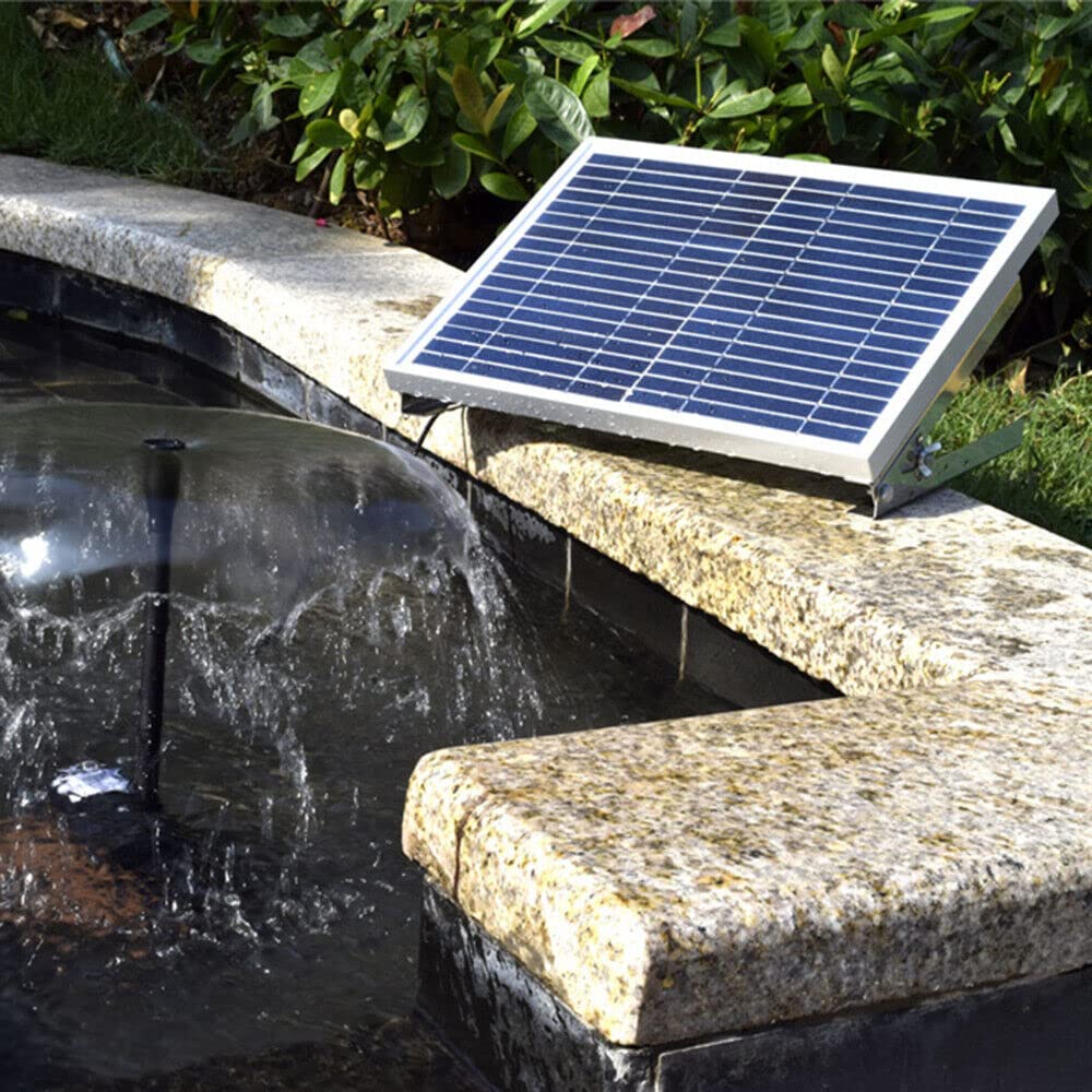 Solar Bachlaufpumpe Set 10W 1000l/h Solarpumpe Wasserfall Pumpe Garten Teich Brunnen,DC 6-24V,Maximale Durchflussmenge: 1000L/h,Maximale Förderhöhe: über 2,5m,für Vogelbäder, Aquarien, kleine Teiche,
