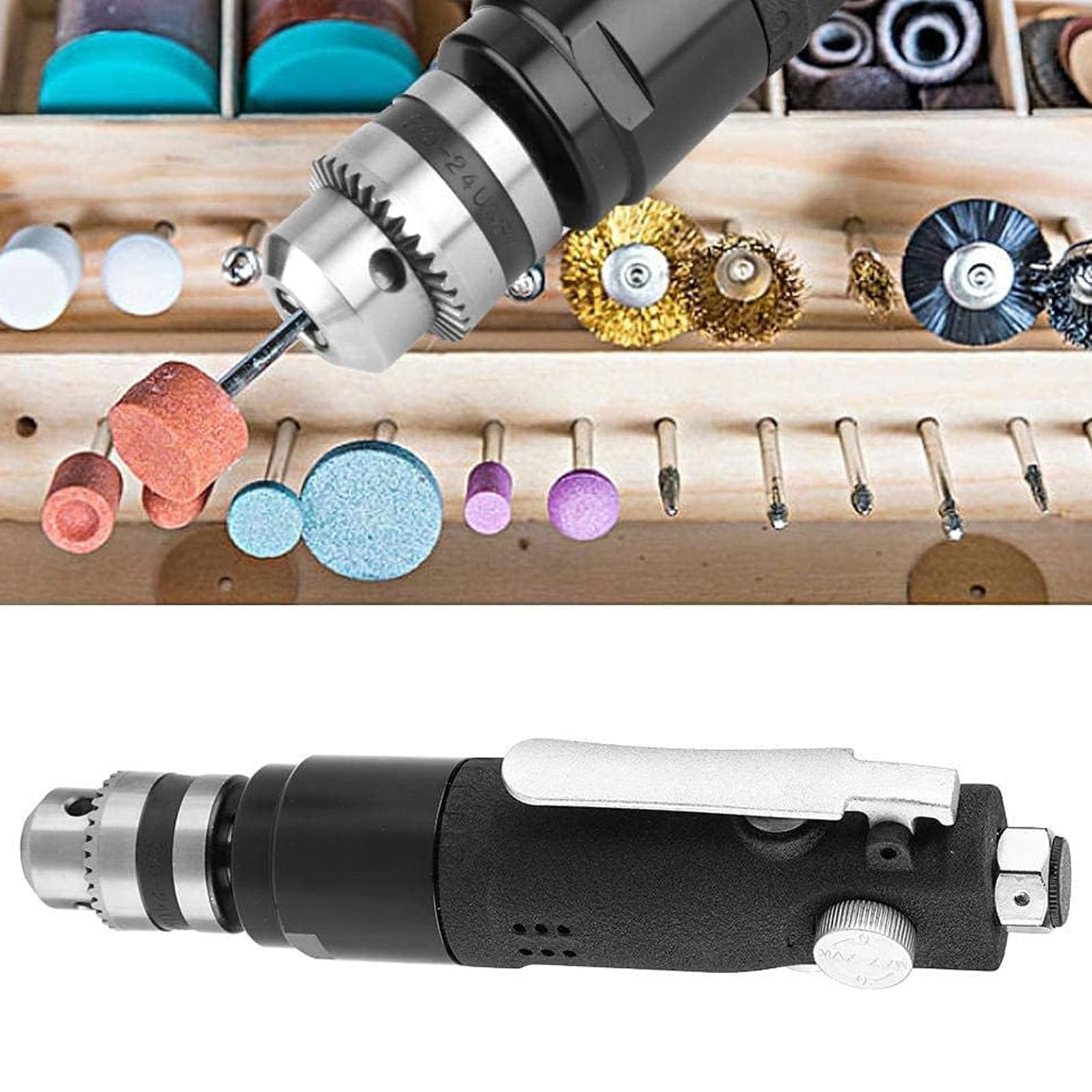 Trapano Pneumatico Per Trapano Ad Aria Compressa Dritto da 3/8 Pollici, 2200 Giri/min Trapano Ad Aria Compressa Per Perforazione Pneumatica Strumento Per Lucidatura Per Incisione Utensile Pneumatico P