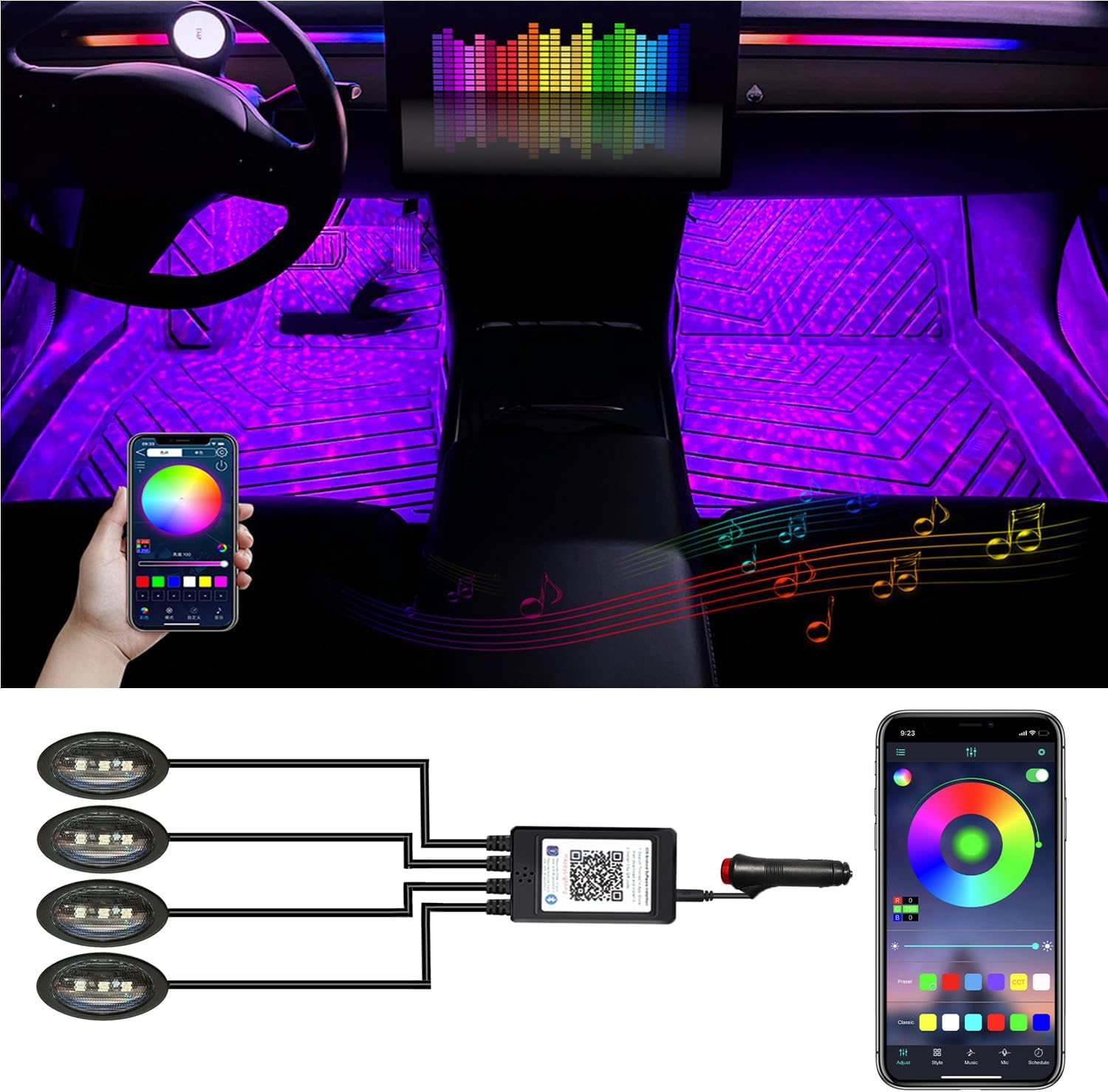 Govee Smart Car LED Strip Lights, RGBIC Interior Car Lights