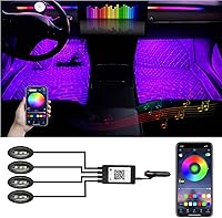 Vista 1 de Luces LED para automóvil, luces interiores inteligentes para automóvil con control de aplicación, luces interiores RGB para automóvil con modo