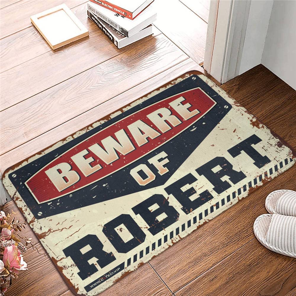 Tapis extérieur Attention à Robert, paillasson coq pour retrouver l'esprit ferme