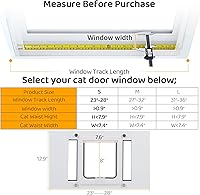 Vista 2 de Puerta de gato para ventana, ancho ajustable para 23 a 28 pulgadas, inserto de ventana de puerta de gato de ajuste rápido, marco de aluminio