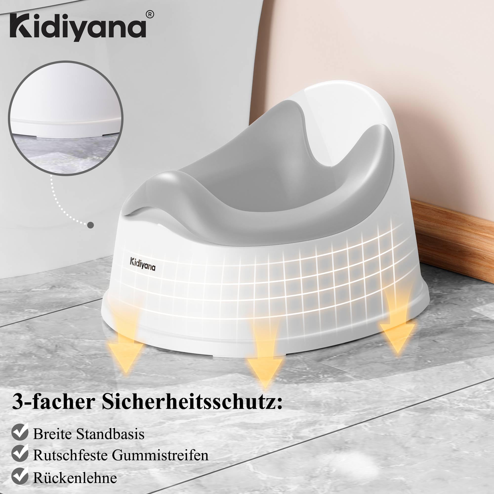 Kinder Töpfchen mit Deckel, Abhaltetöpfchen Baby, Kindertopf mit Spritzschutz, Kindertoilette unterwegs – TÜV geprüft, BPA-frei, Schadstofffrei, Rutschfest