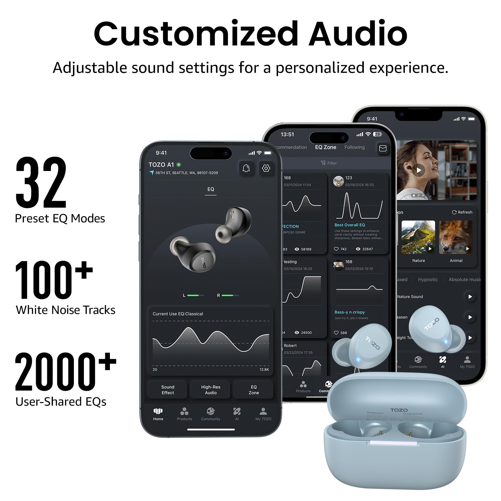 TOZO A1 Wireless Earbuds Bluetooth 5.3 Light Weight in Ear Headphones view 8
