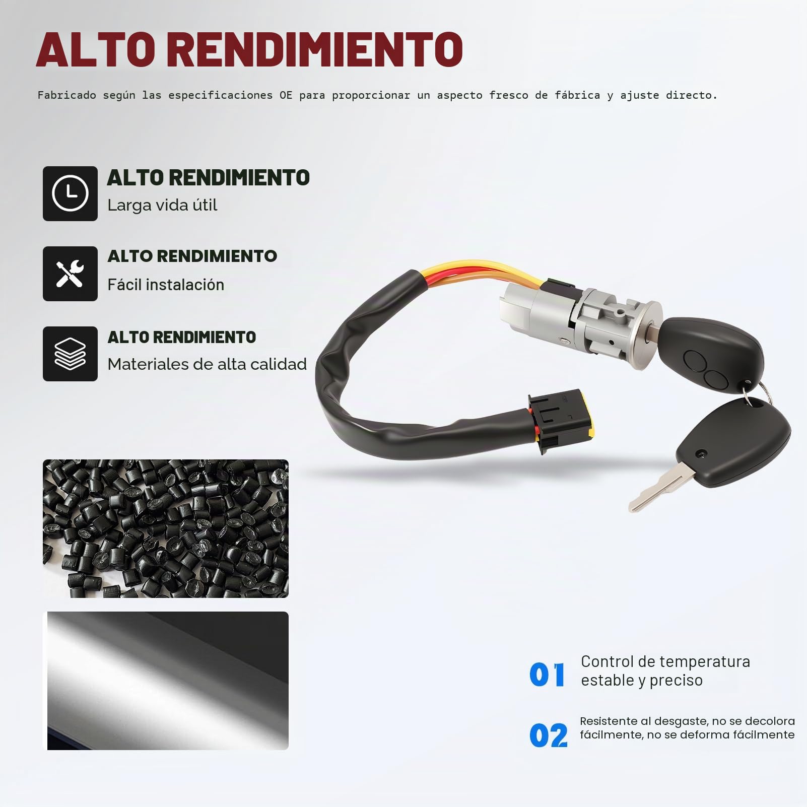 Kit antirrobo de dirección con barriles de cerraduras de puertas y maletero para Dacia Logan (2004+), Sandero (2008+), Clio 2 (1998-2008), Twingo (1999-2006) con 2 llaves